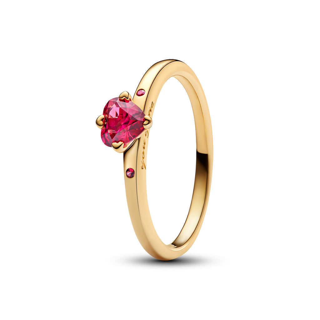 PANDORA Explosion Of Love Ring 14K Gold Plated Unique Metal Blend Red Heart Rings Statement Ring Jewelry Gift