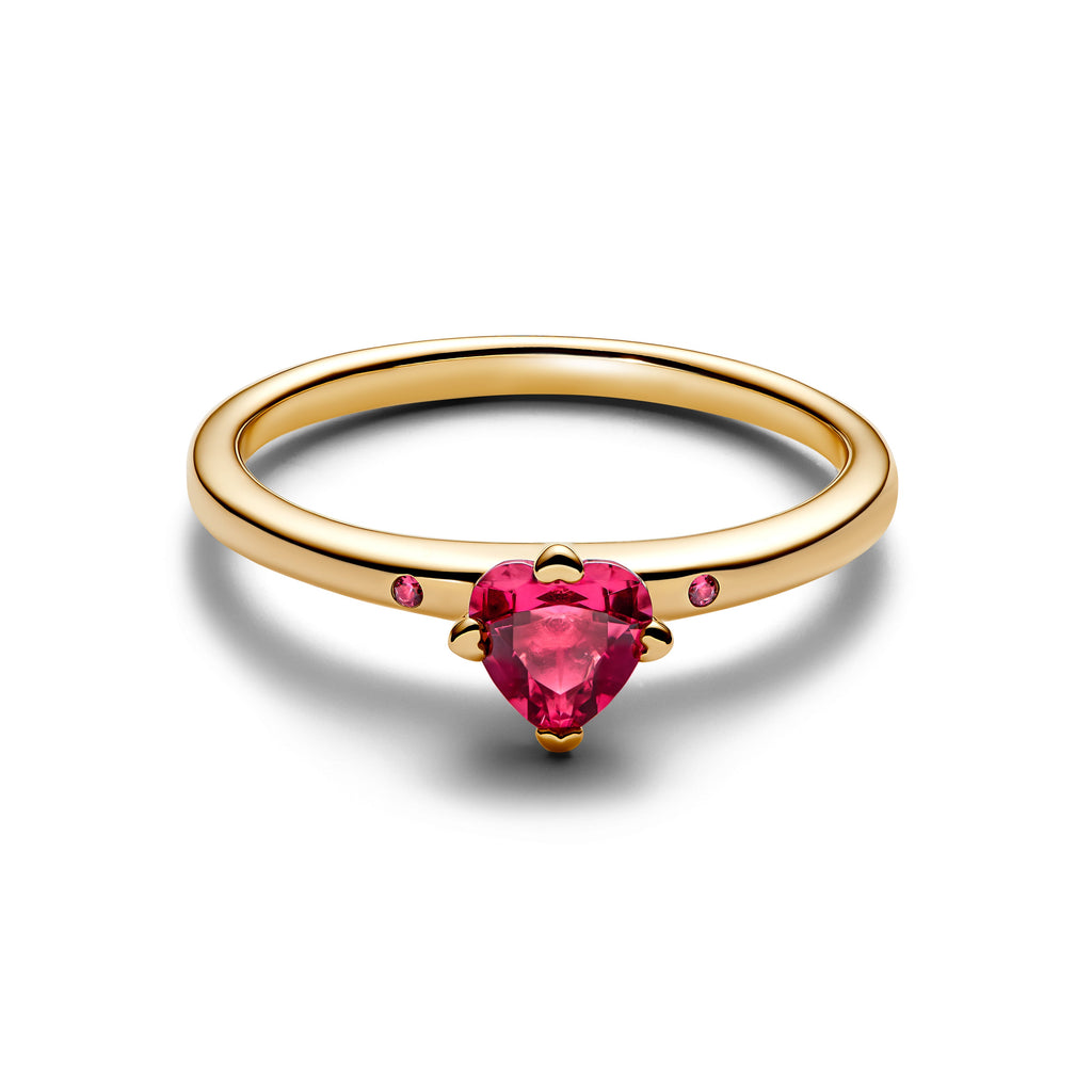 PANDORA Explosion Of Love Ring 14K Gold Plated Unique Metal Blend Red Heart Rings Statement Ring Jewelry Gift