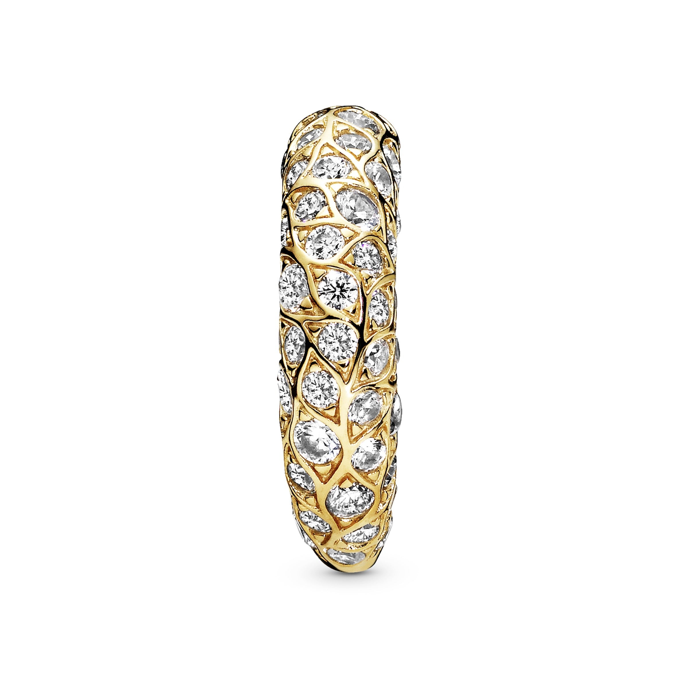 PANDORA Sparkling Pattern Ring 14K Gold Plated Unique Metal Blend Rings Statement Ring Jewelry Gift