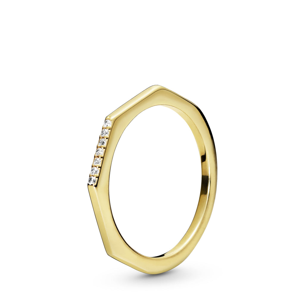 PANDORA Multifaceted Ring 14K Gold Plated Unique Metal Blend Weddings Rings Statement Ring Jewelry Gift