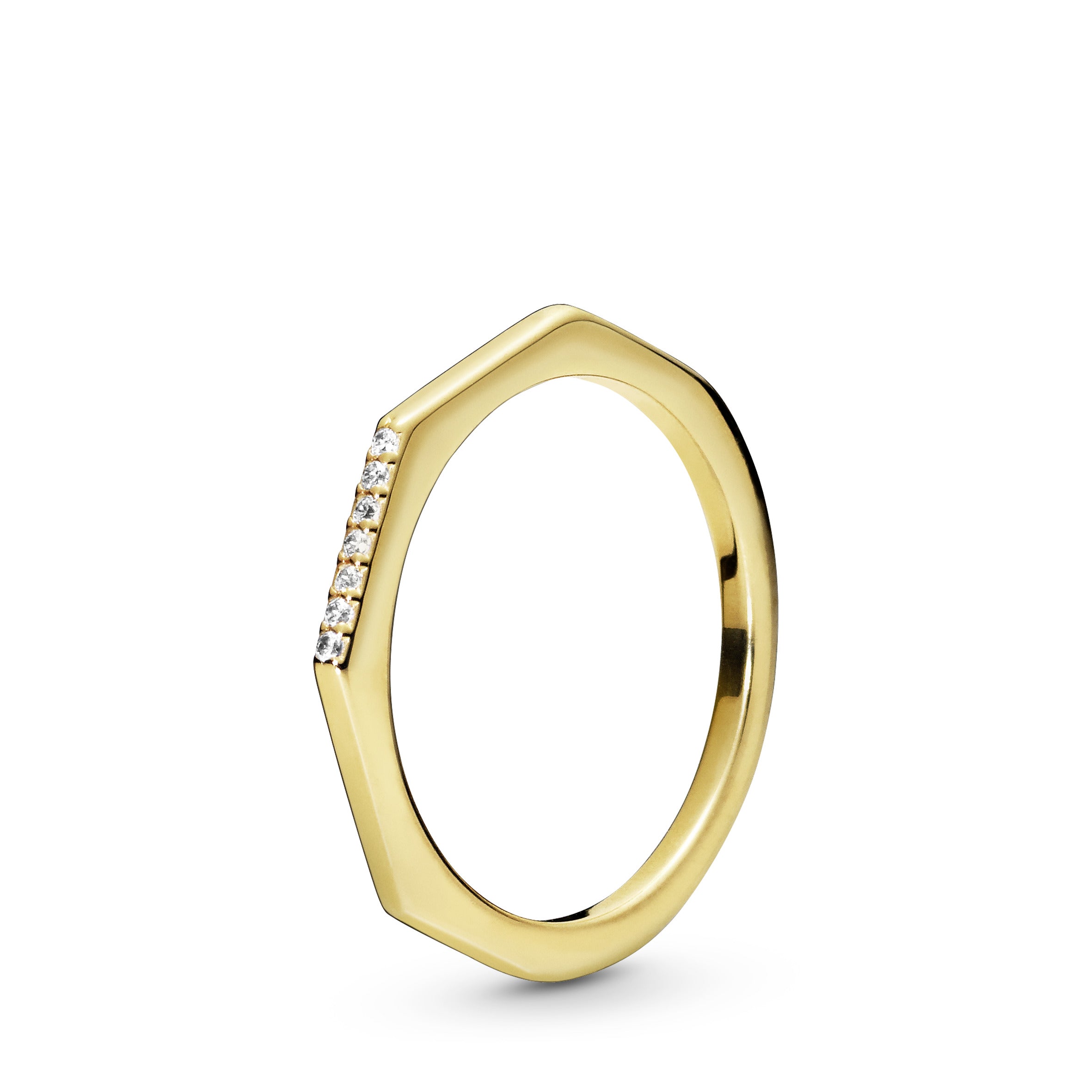 PANDORA Multifaceted Ring 14K Gold Plated Unique Metal Blend Weddings Rings Statement Ring Jewelry Gift