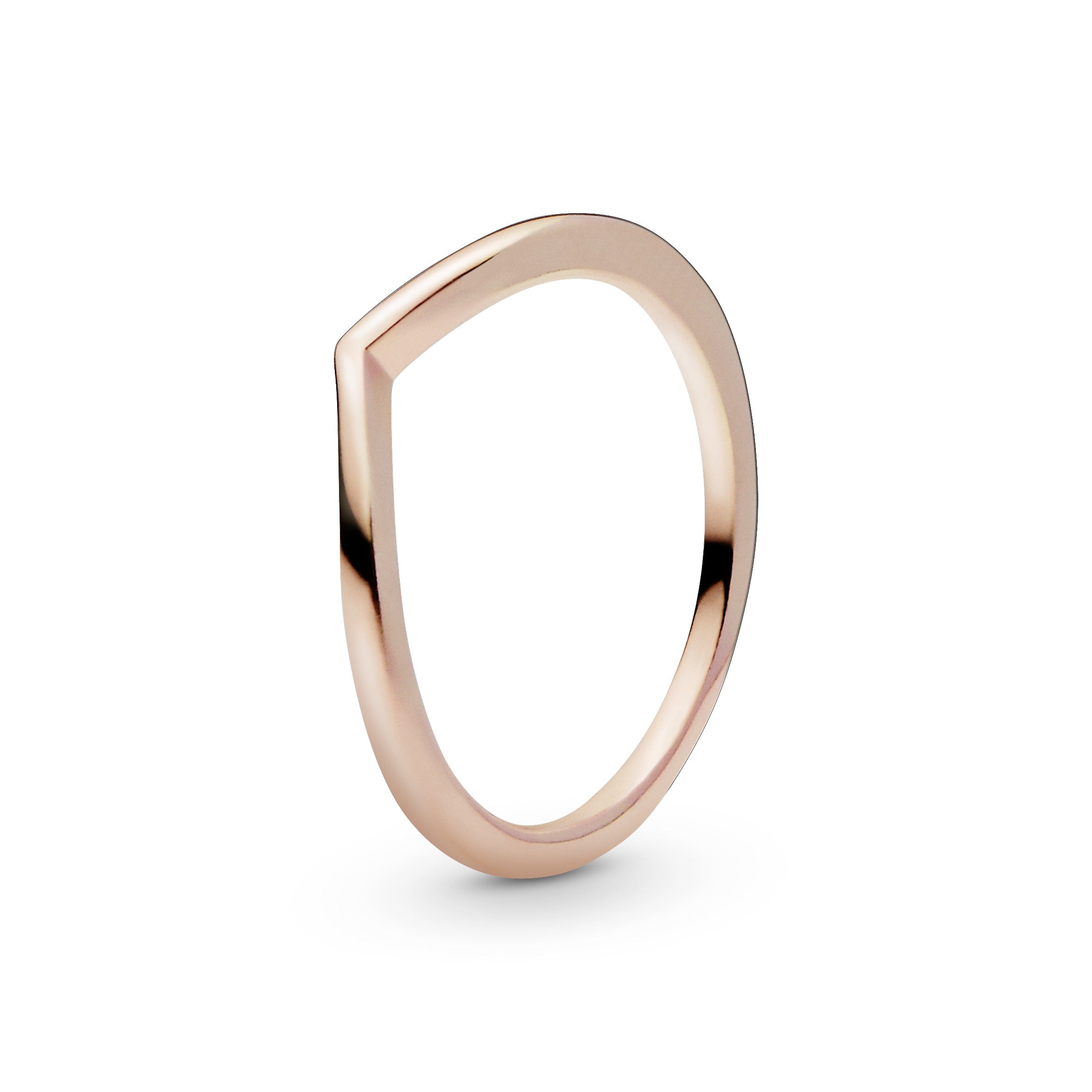 PANDORA Polished Wishbone Ring 14K Rose Gold Plated Unique Metal Blend Rings Statement Ring Jewelry Gift