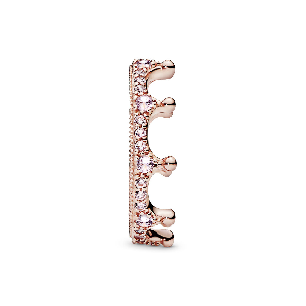PANDORA Pink Sparkling Crown Ring 14K Rose Gold Plated Unique Metal Blend Rings Statement Ring Jewelry Gift