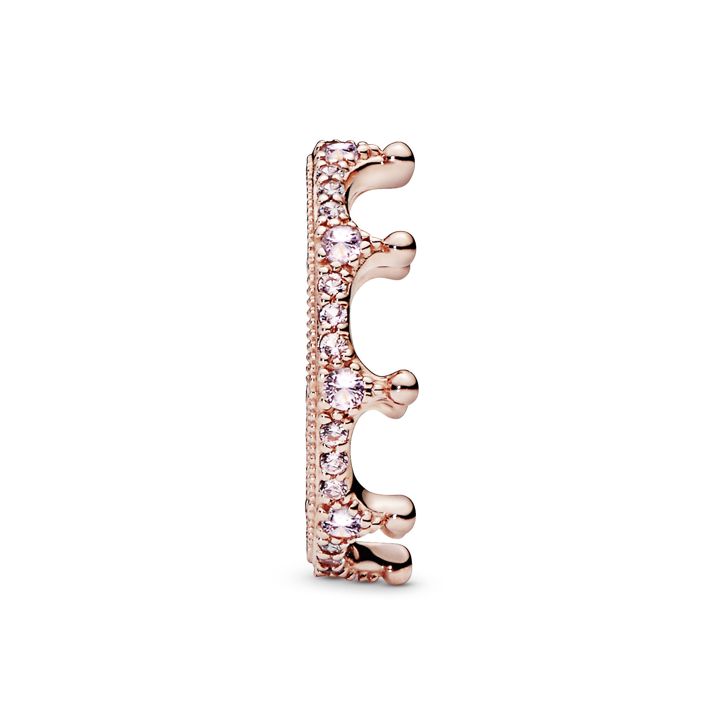 PANDORA Pink Sparkling Crown Ring 14K Rose Gold Plated Unique Metal Blend Rings Statement Ring Jewelry Gift