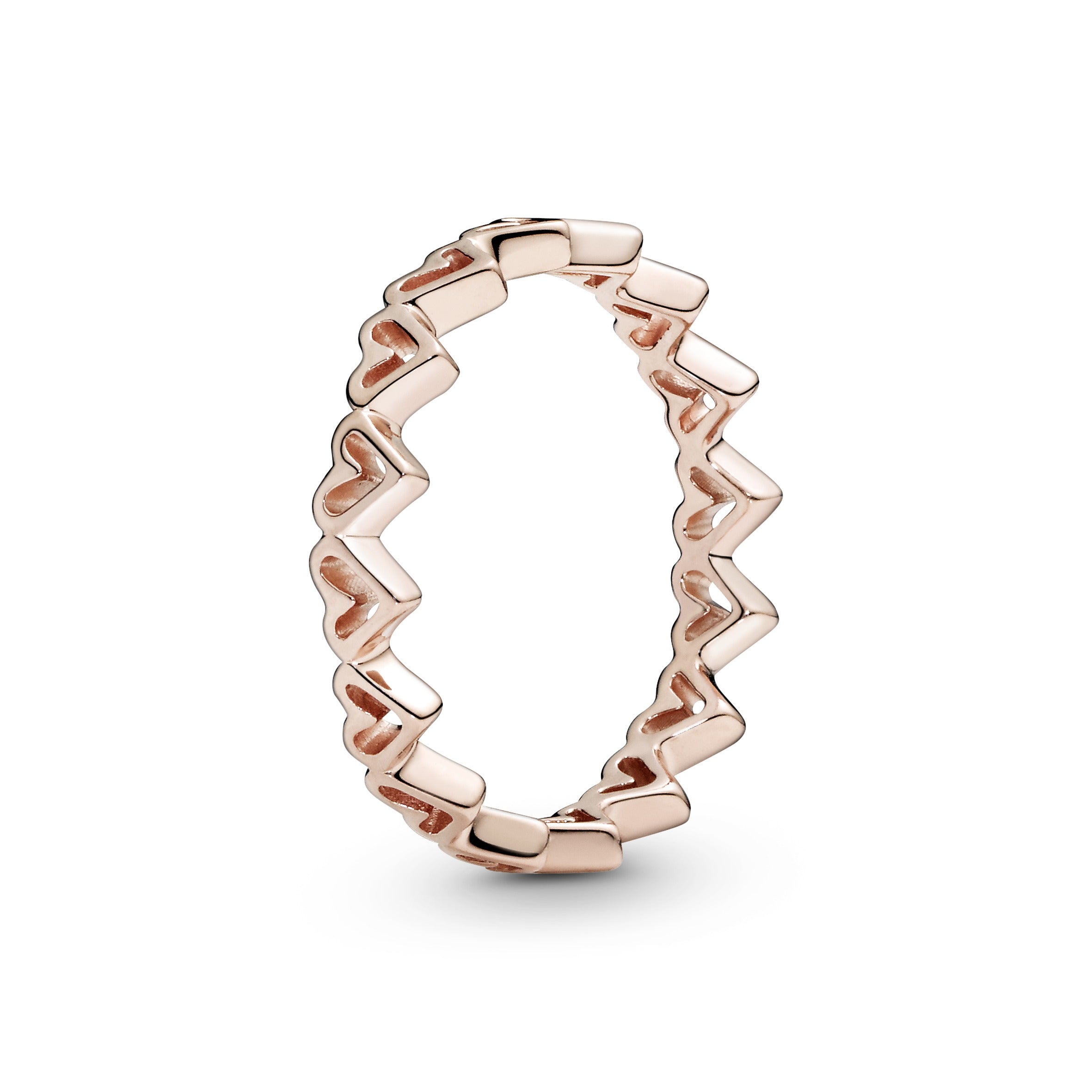 PANDORA Freehand Hearts Ring 14K Rose Gold Plated Unique Metal Blend Love Rings Statement Ring Jewelry Gift