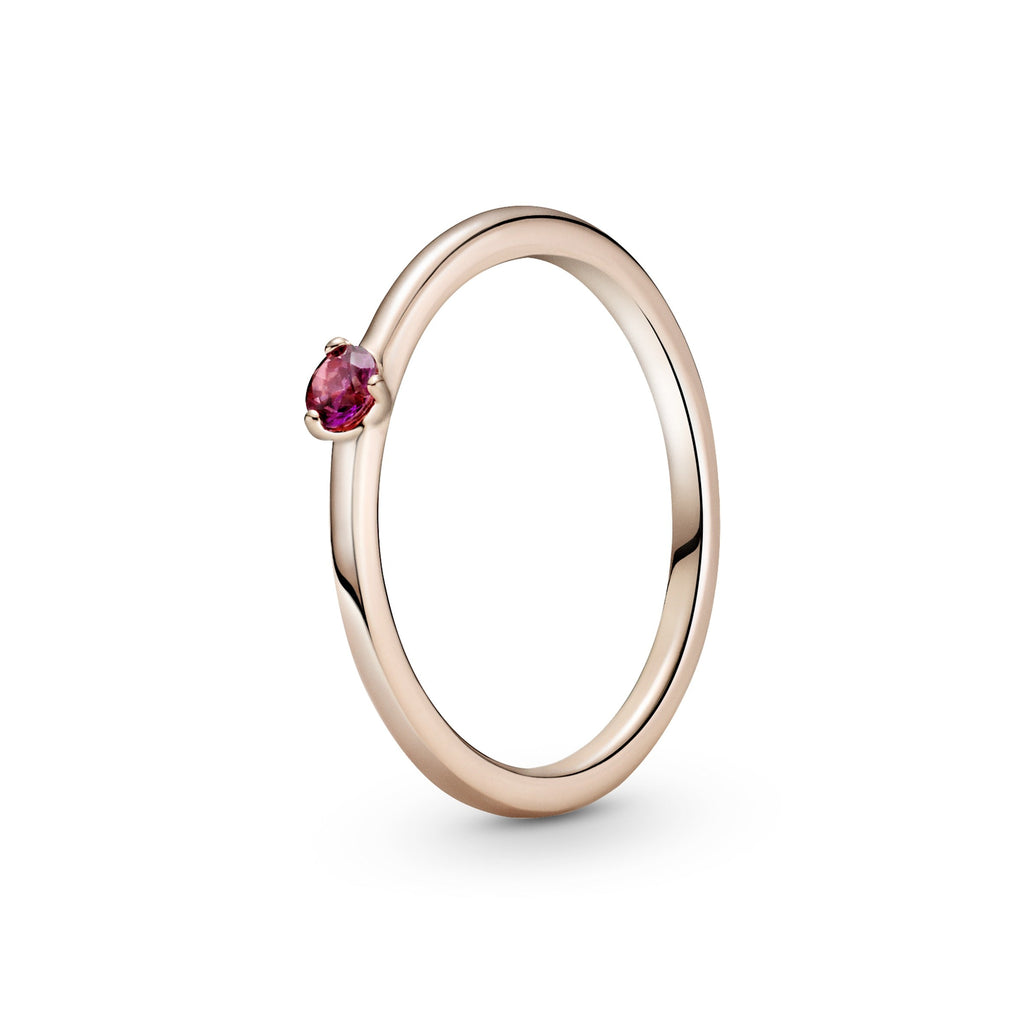 PANDORA Red Solitaire Ring 14K Rose Gold Plated Unique Metal Blend Rings Statement Ring Jewelry Gift