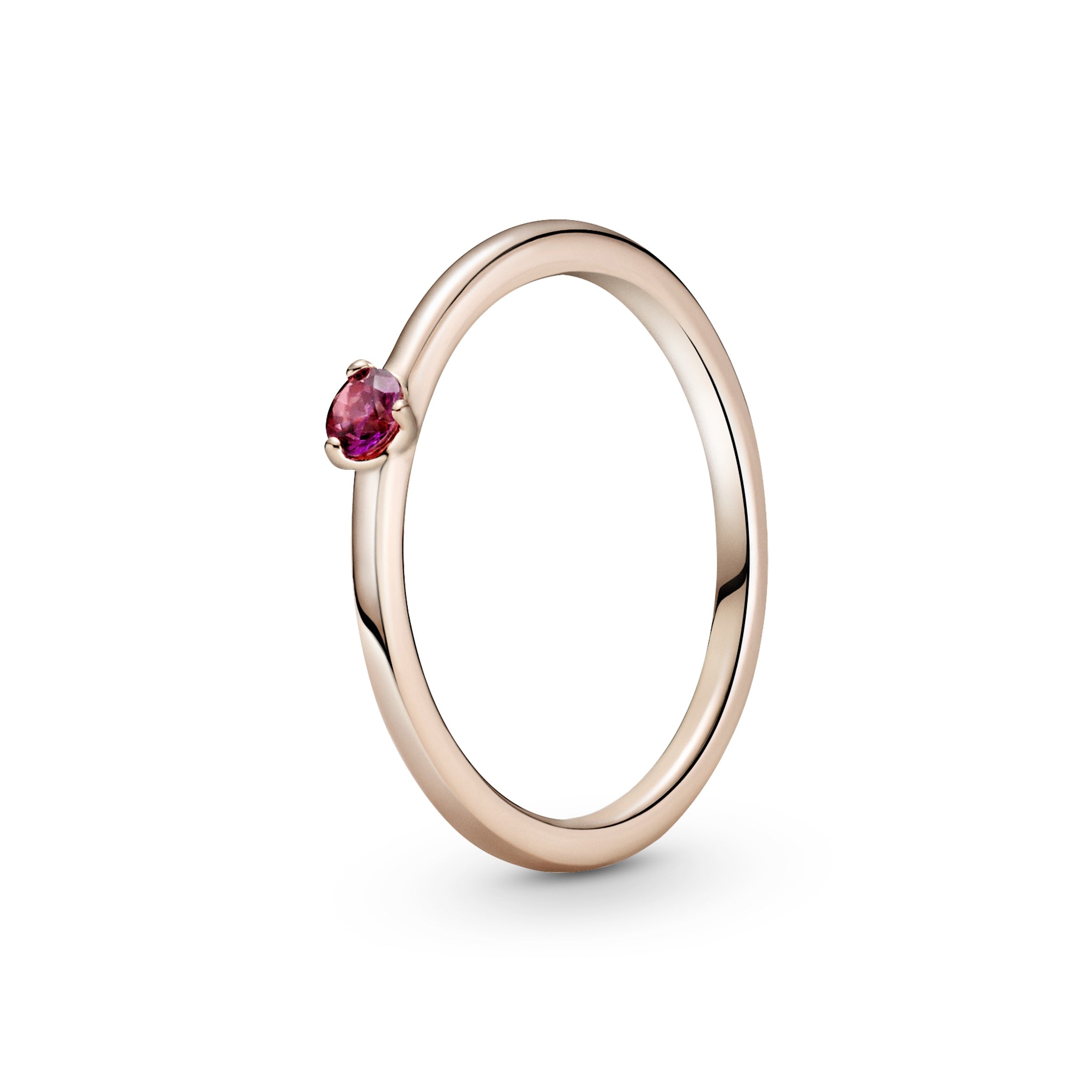 PANDORA Red Solitaire Ring 14K Rose Gold Plated Unique Metal Blend Rings Statement Ring Jewelry Gift
