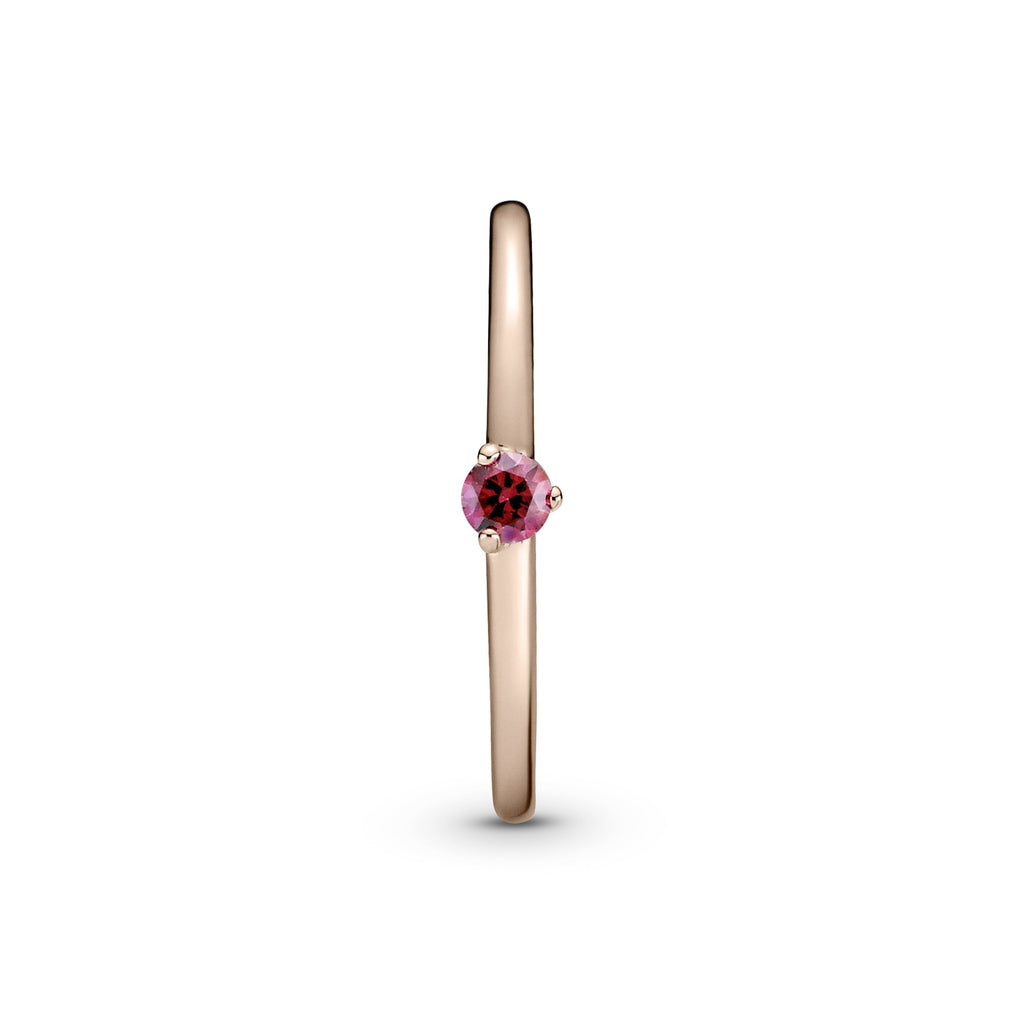 PANDORA Red Solitaire Ring 14K Rose Gold Plated Unique Metal Blend Rings Statement Ring Jewelry Gift