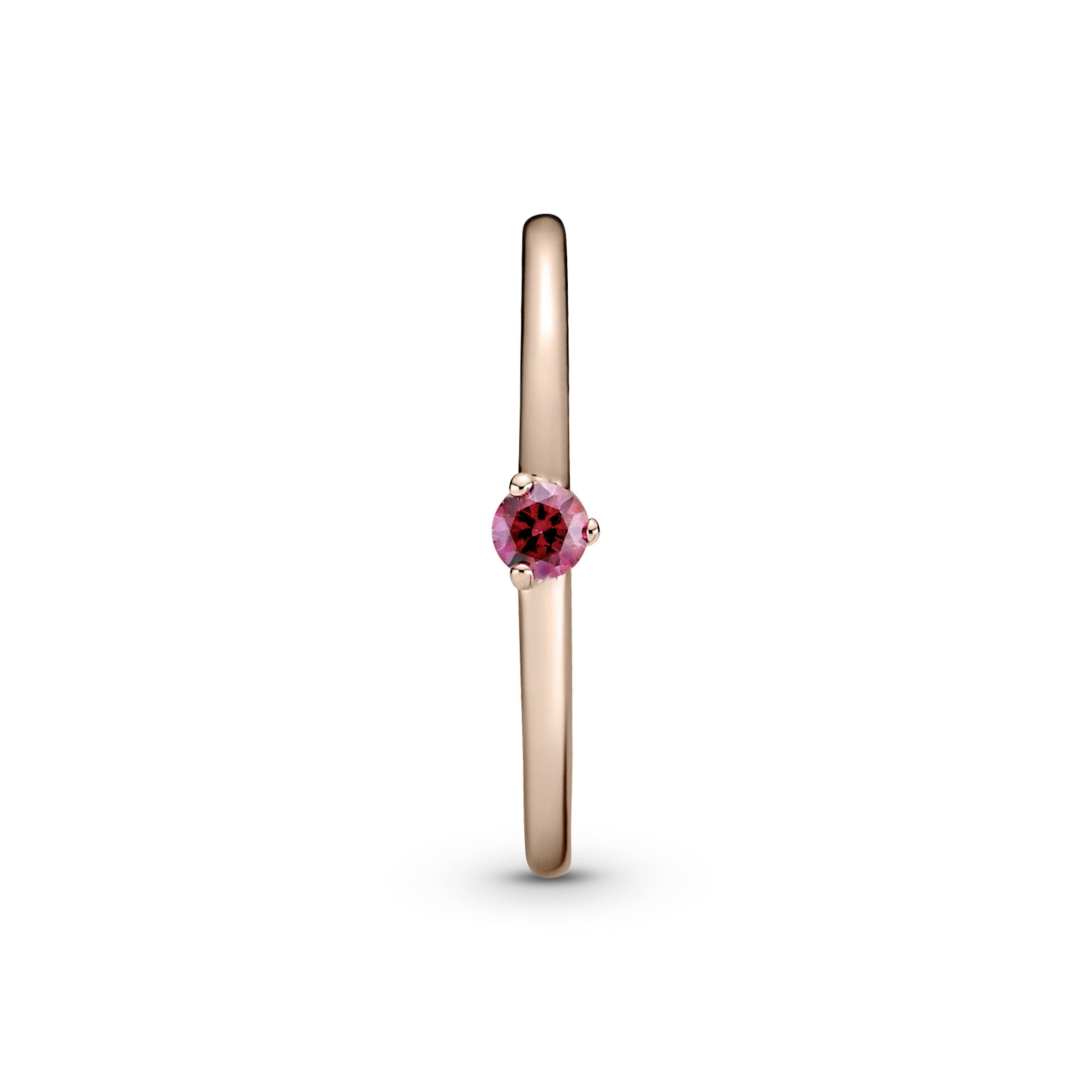 PANDORA Red Solitaire Ring 14K Rose Gold Plated Unique Metal Blend Rings Statement Ring Jewelry Gift
