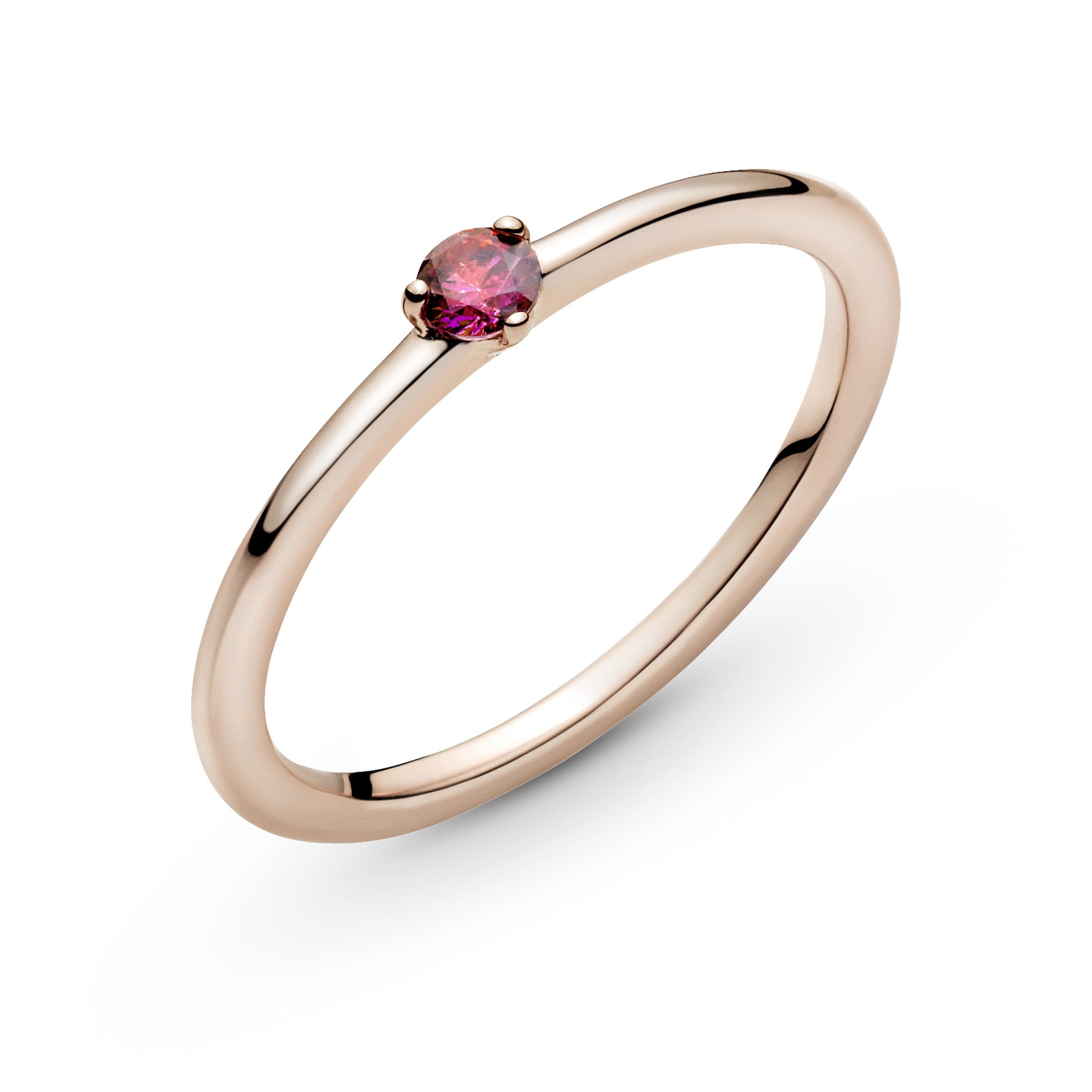 PANDORA Red Solitaire Ring 14K Rose Gold Plated Unique Metal Blend Rings Statement Ring Jewelry Gift