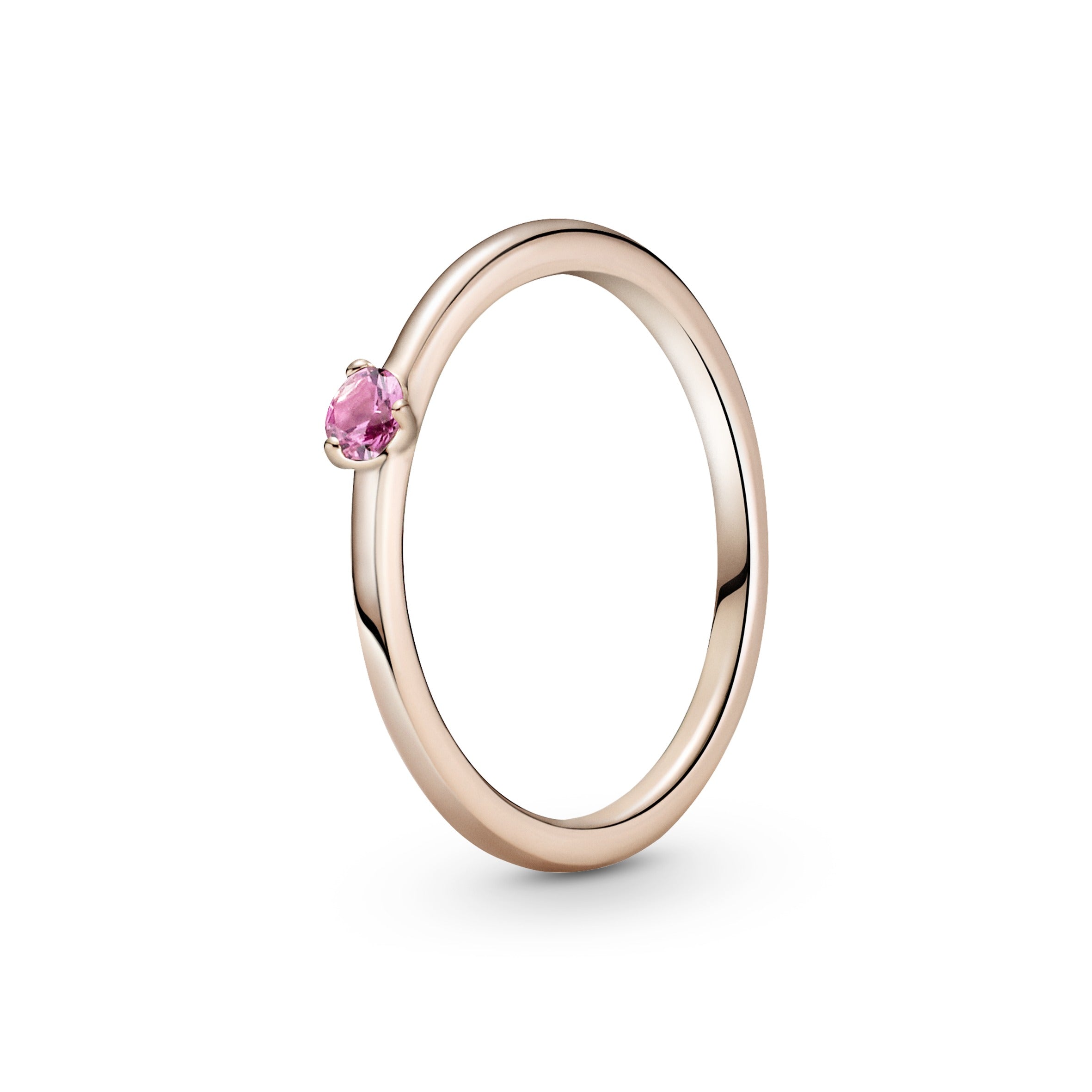 PANDORA Pink Solitaire Ring 14K Rose Gold Plated Unique Metal Blend Rings Statement Ring Jewelry Gift