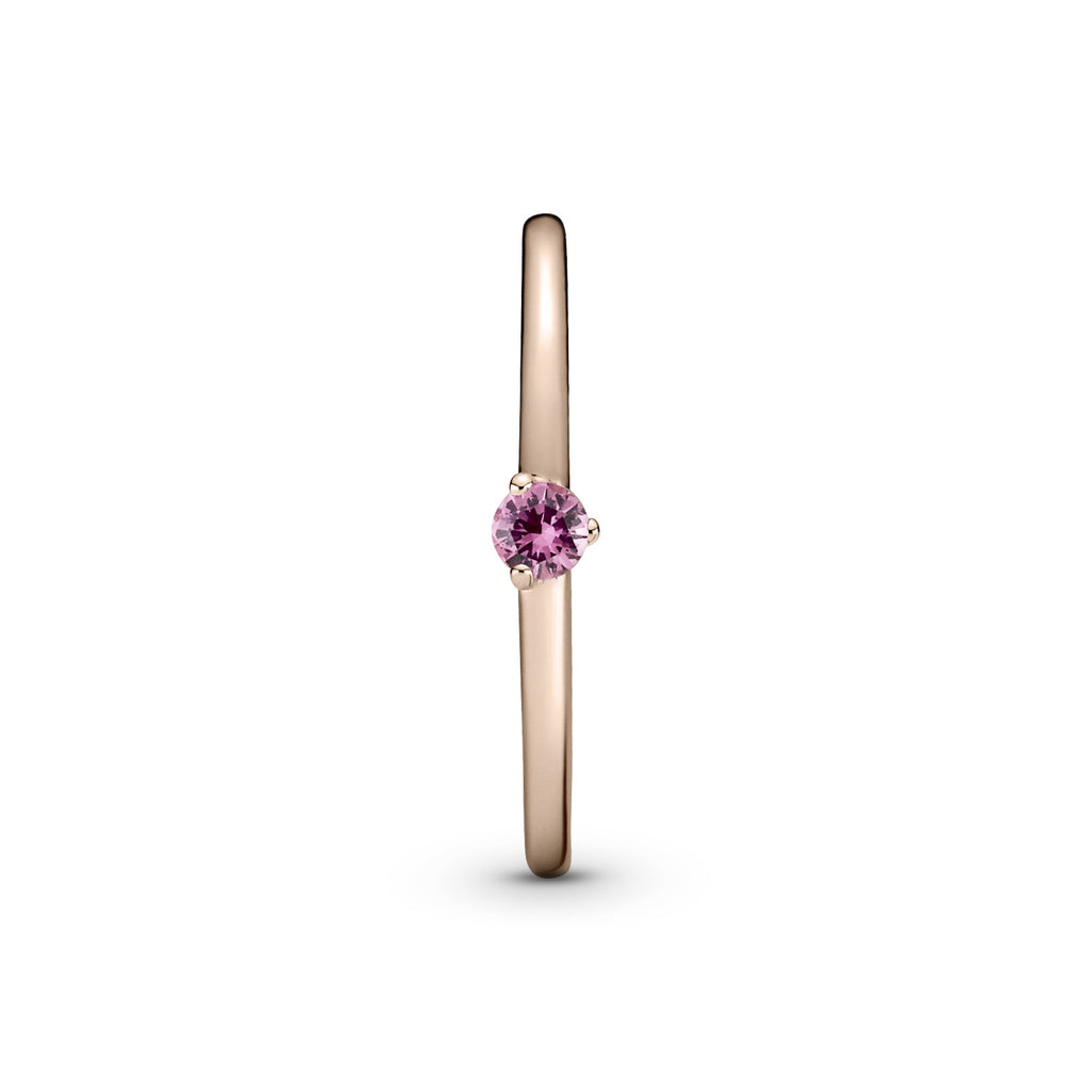 PANDORA Pink Solitaire Ring 14K Rose Gold Plated Unique Metal Blend Rings Statement Ring Jewelry Gift