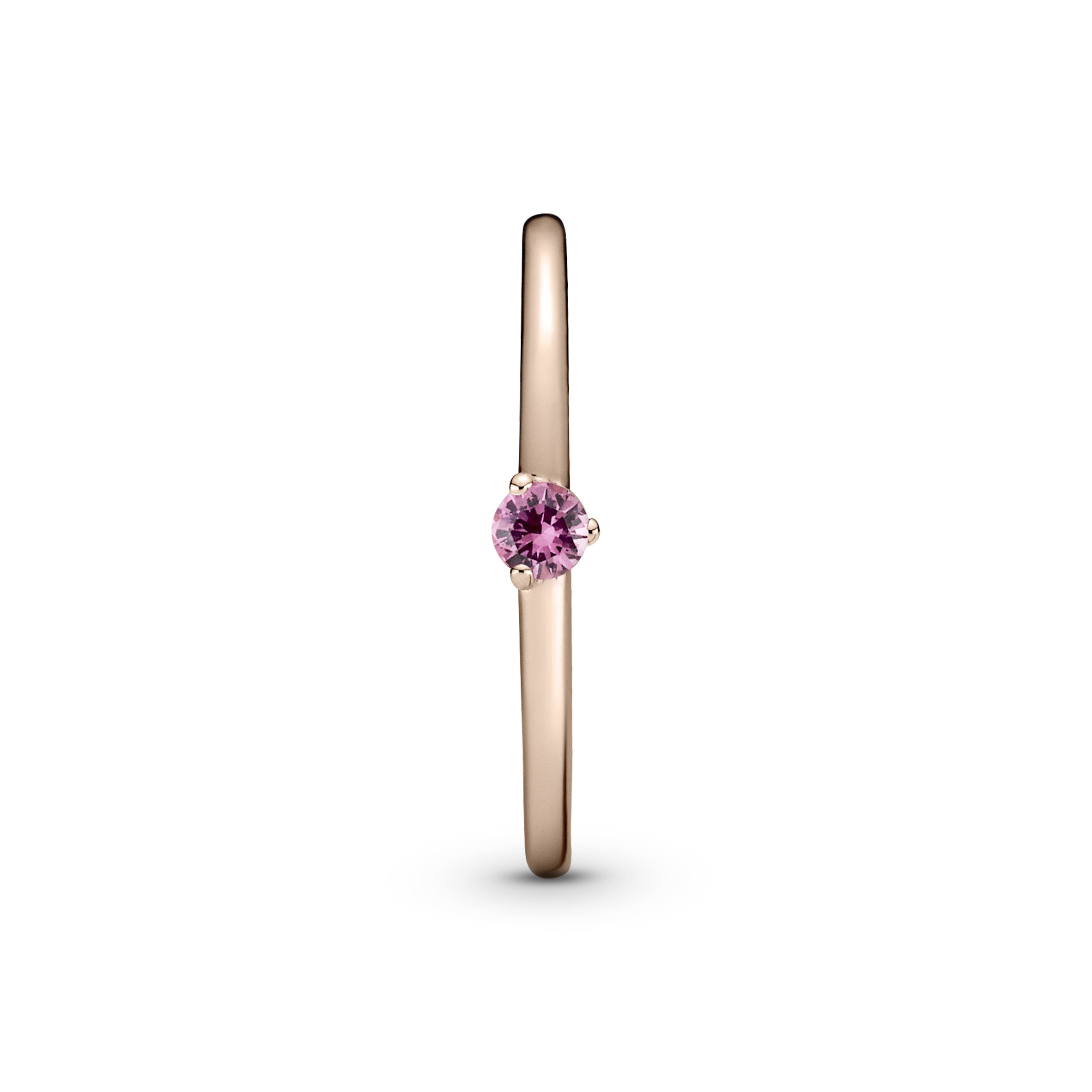 PANDORA Pink Solitaire Ring 14K Rose Gold Plated Unique Metal Blend Rings Statement Ring Jewelry Gift