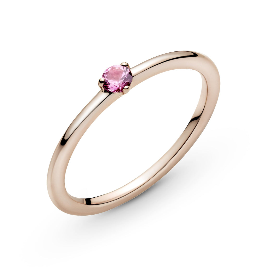 PANDORA Pink Solitaire Ring 14K Rose Gold Plated Unique Metal Blend Rings Statement Ring Jewelry Gift