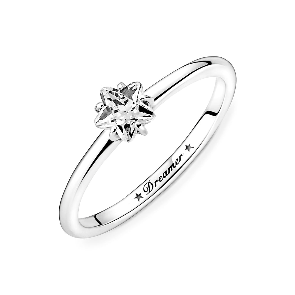 PANDORA Celestial Sparkling Star Solitaire Ring Cubic Zirconia Nature Rings Statement Ring Jewelry Gift