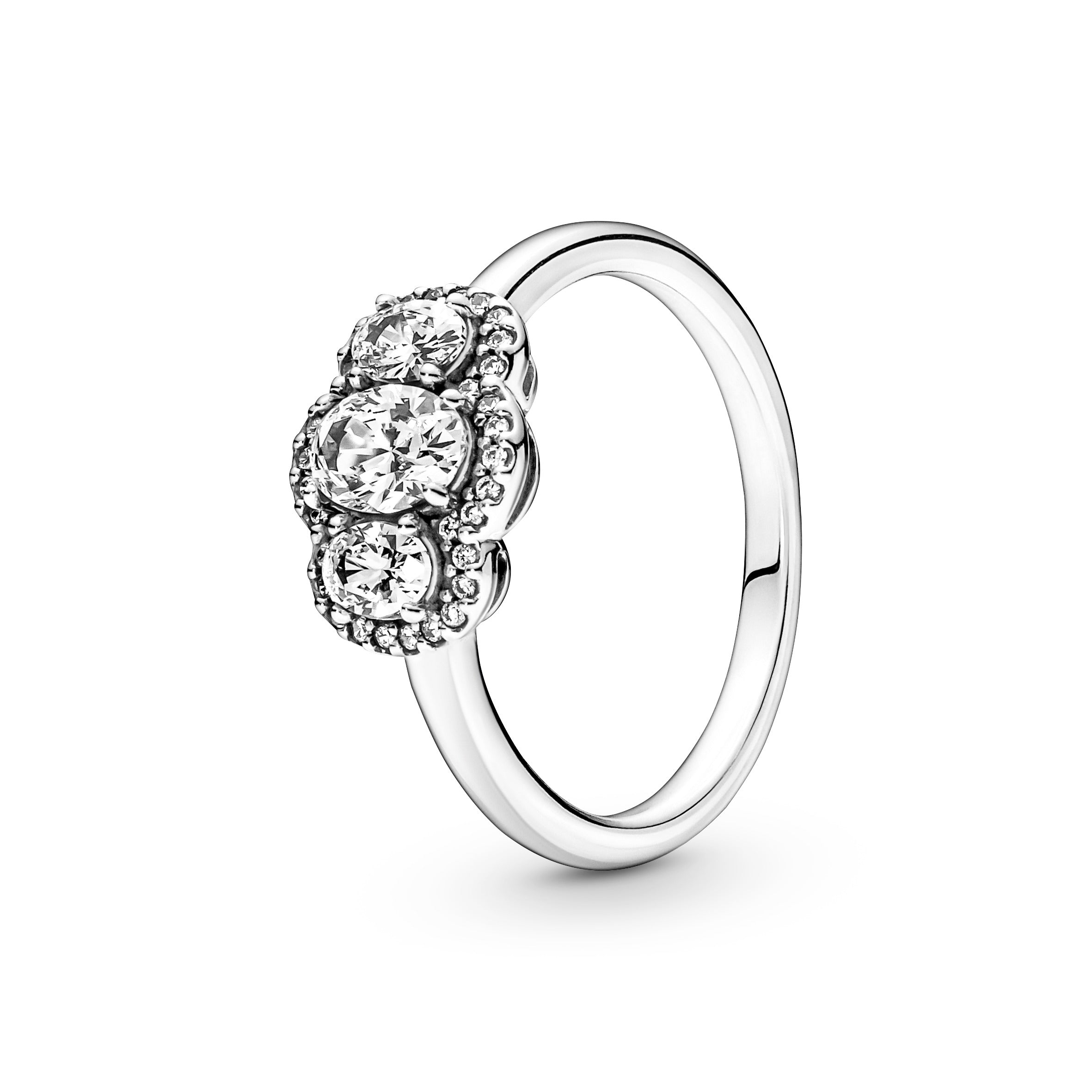 PANDORA Three Stone Vintage Ring Cubic Zirconia Weddings Rings Statement Ring Jewelry Gift