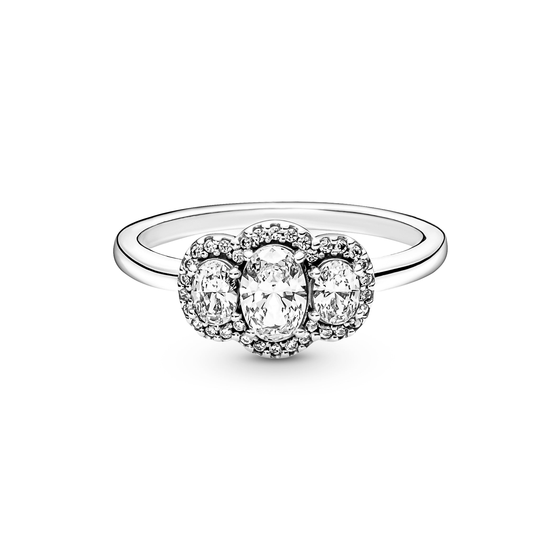 PANDORA Three Stone Vintage Ring Cubic Zirconia Weddings Rings Statement Ring Jewelry Gift