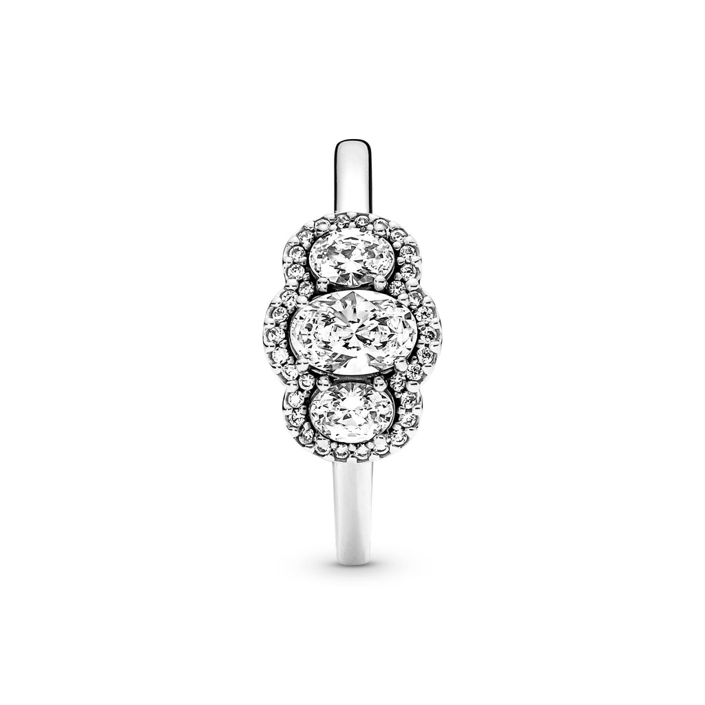 PANDORA Three Stone Vintage Ring Cubic Zirconia Weddings Rings Statement Ring Jewelry Gift