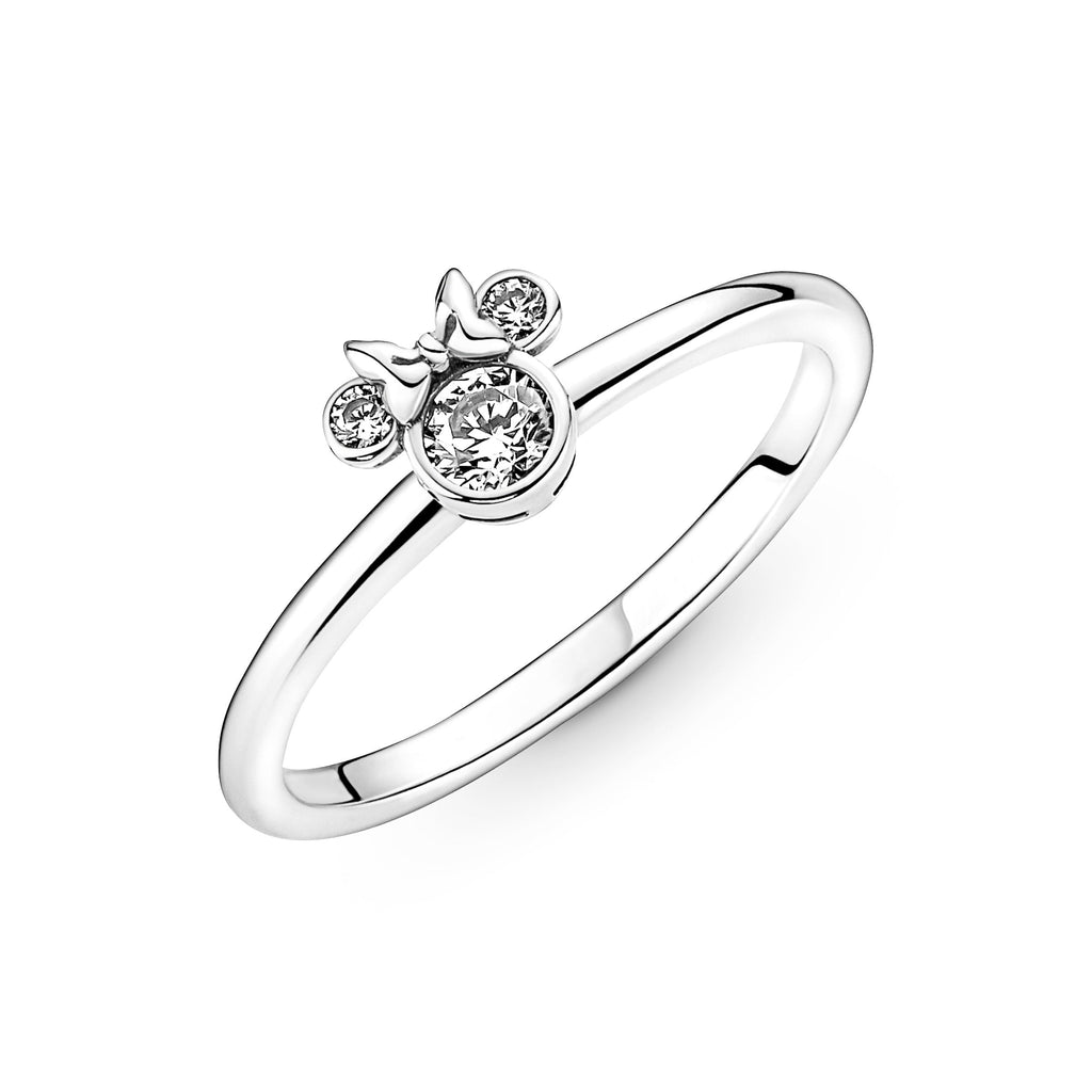 PANDORA Disney Minnie Mouse Sparkling Head Ring Cubic Zirconia Silver Rings Statement Ring Jewelry Gift