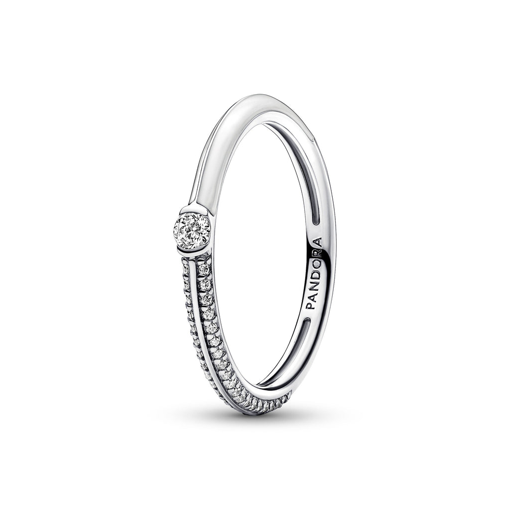 PANDORA ME Pavé And White Dual Ring Silver Rings Statement Ring Jewelry Gift