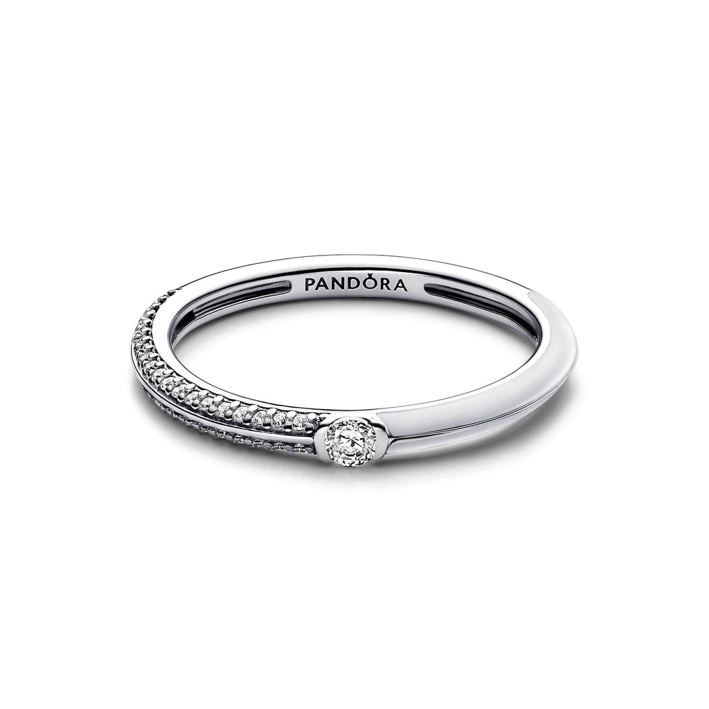 PANDORA ME Pavé And White Dual Ring Silver Rings Statement Ring Jewelry Gift