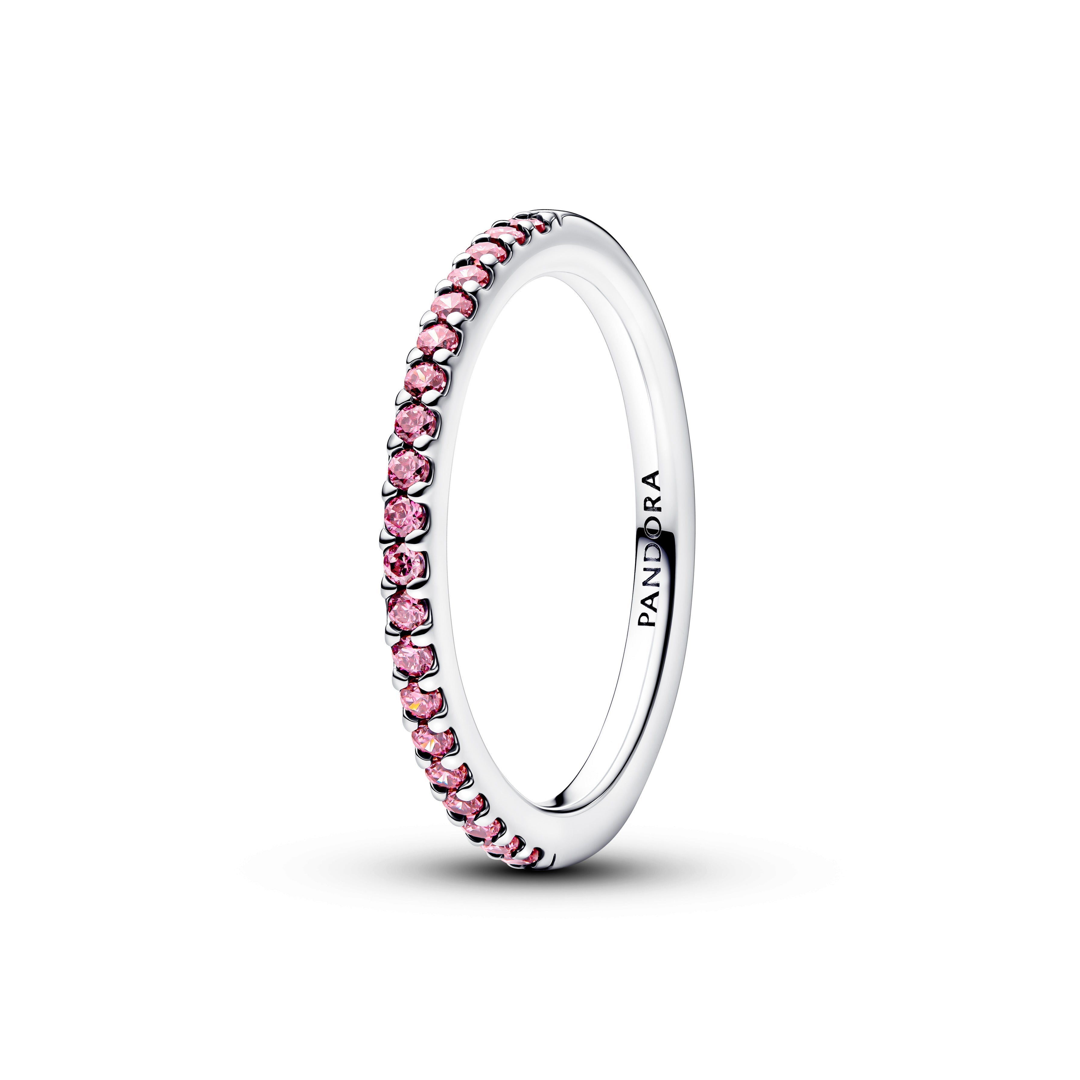 PANDORA Sparkling Pink Band Ring Cubic Zirconia Weddings Rings Statement Ring Jewelry Gift