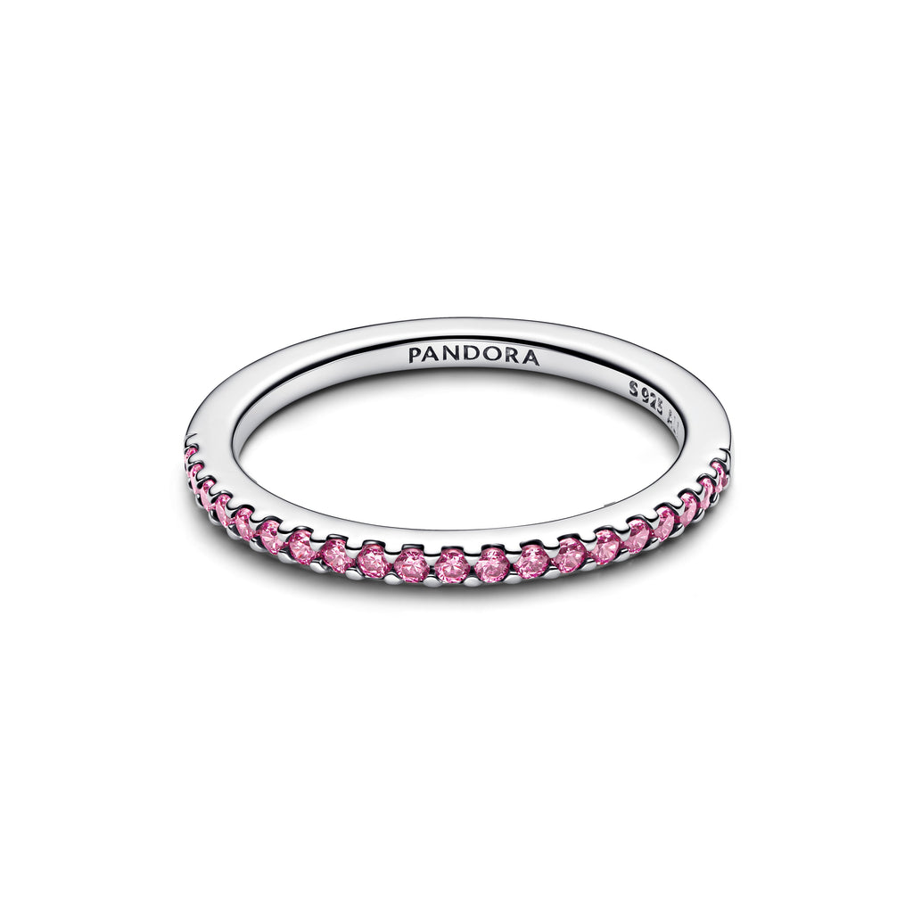 PANDORA Sparkling Pink Band Ring Cubic Zirconia Weddings Rings Statement Ring Jewelry Gift