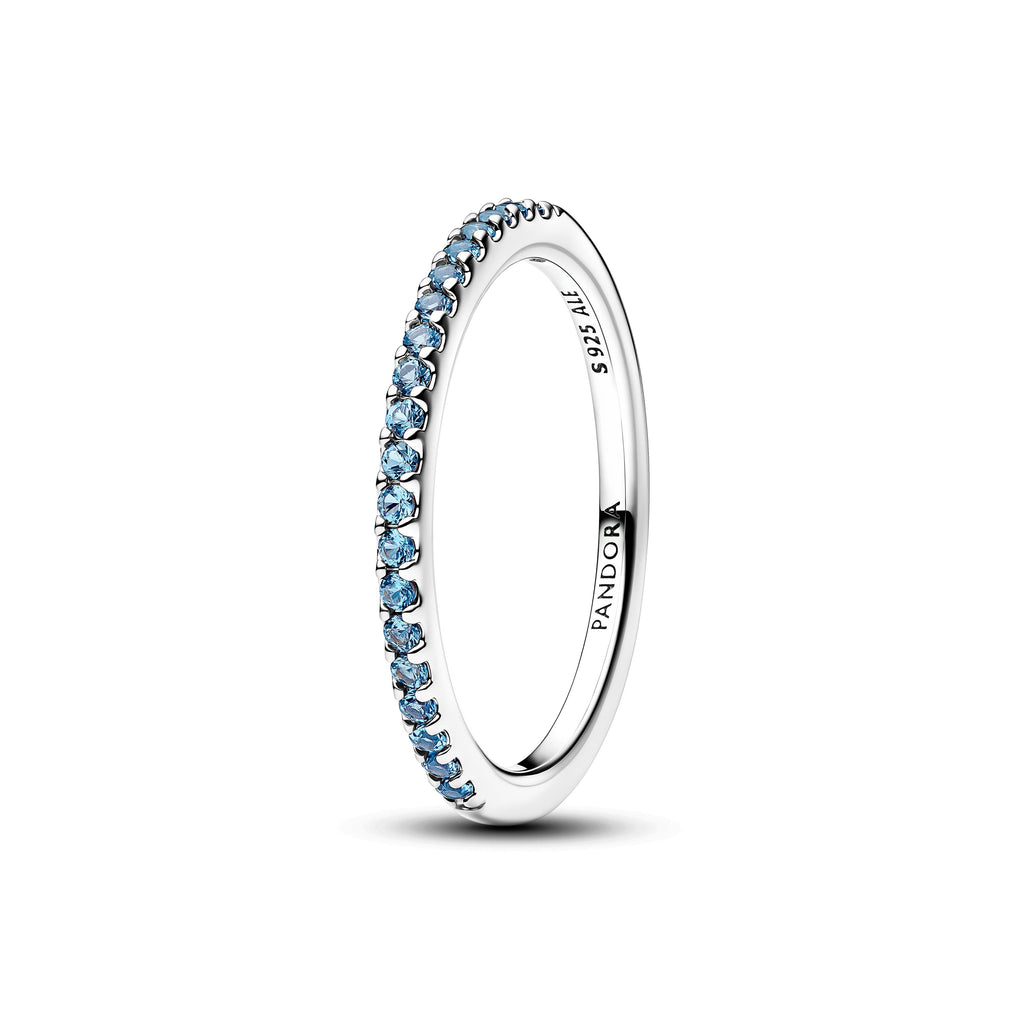 PANDORA Sparkling Aquamarine Half-Eternity Band Ring Rings Statement Ring Jewelry Gift