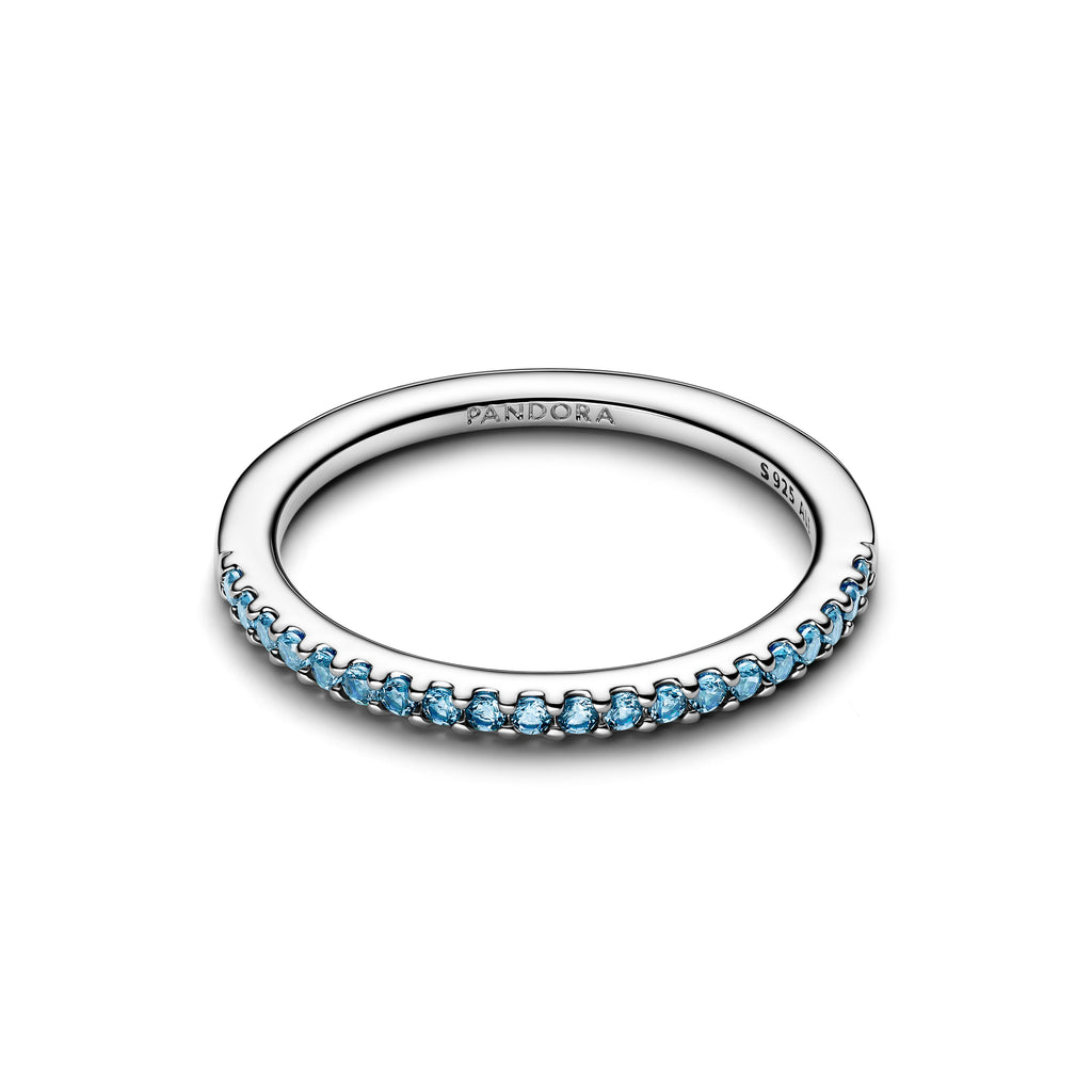PANDORA Sparkling Aquamarine Half-Eternity Band Ring Rings Statement Ring Jewelry Gift
