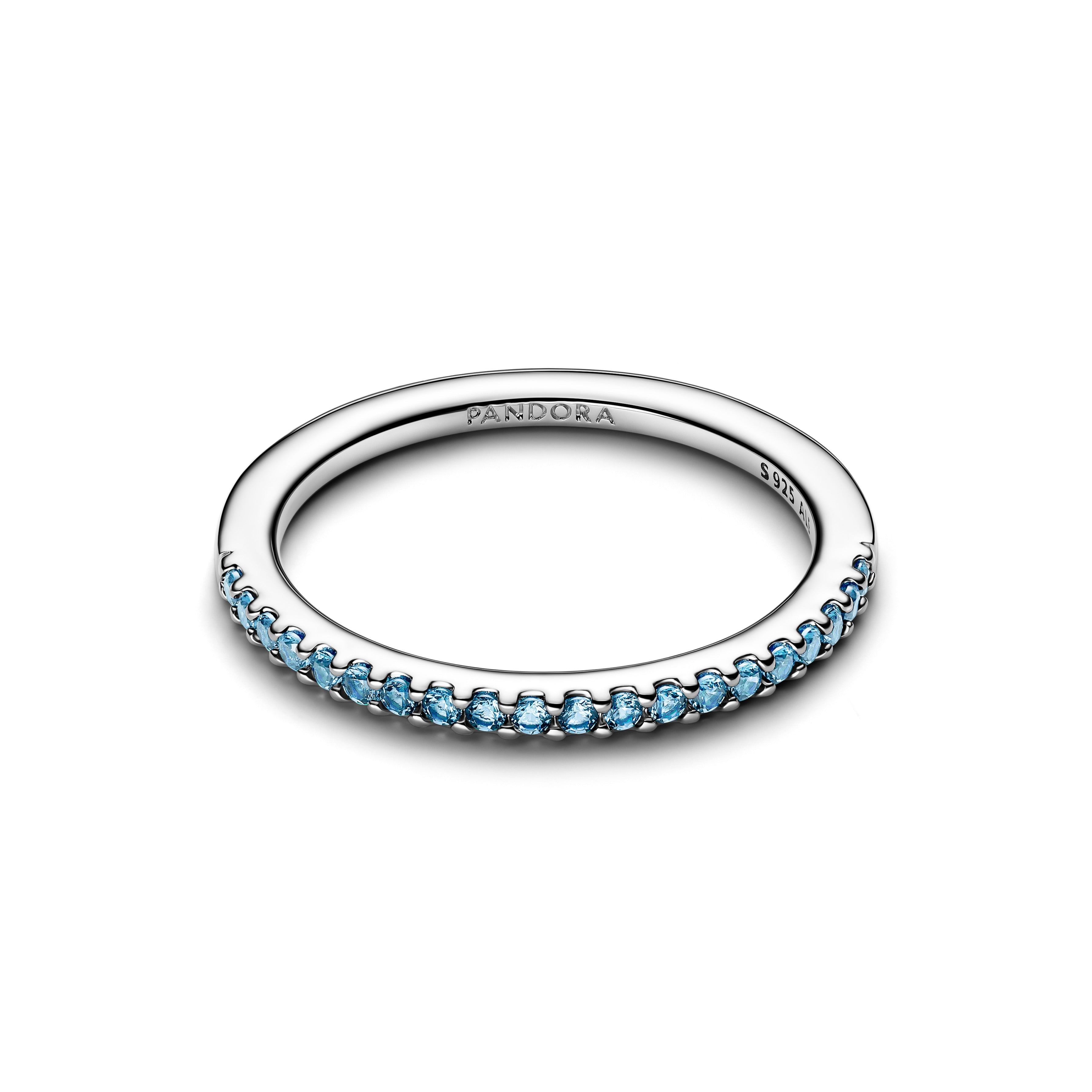PANDORA Sparkling Aquamarine Half-Eternity Band Ring Rings Statement Ring Jewelry Gift