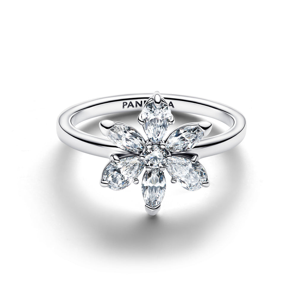 PANDORA Herbarium Sparkling Flower Cocktail Ring Cubic Zirconia Flowers Rings Statement Ring Jewelry Gift