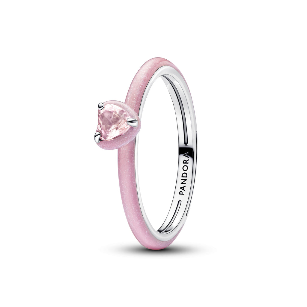 PANDORA Pink Chakra Heart Ring Enamel Rings Statement Ring Jewelry Gift