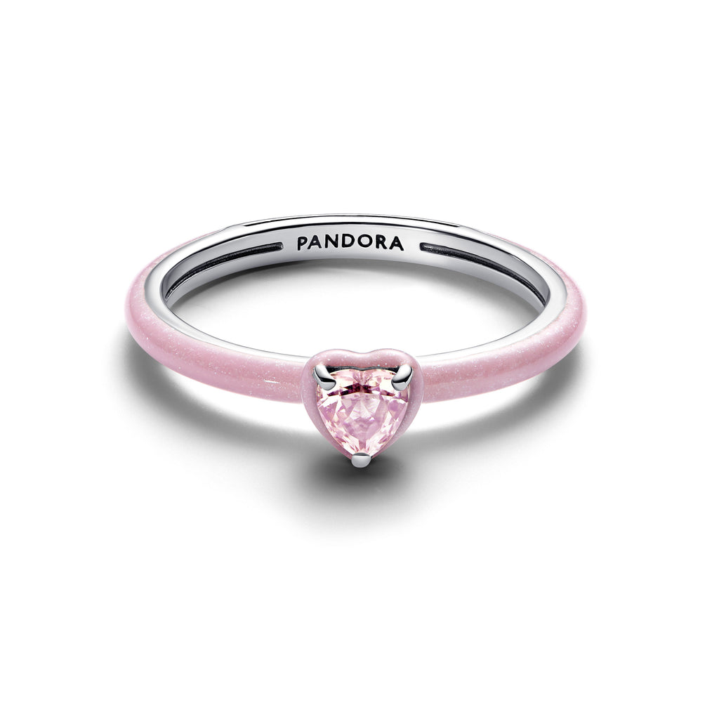 PANDORA Pink Chakra Heart Ring Enamel Rings Statement Ring Jewelry Gift