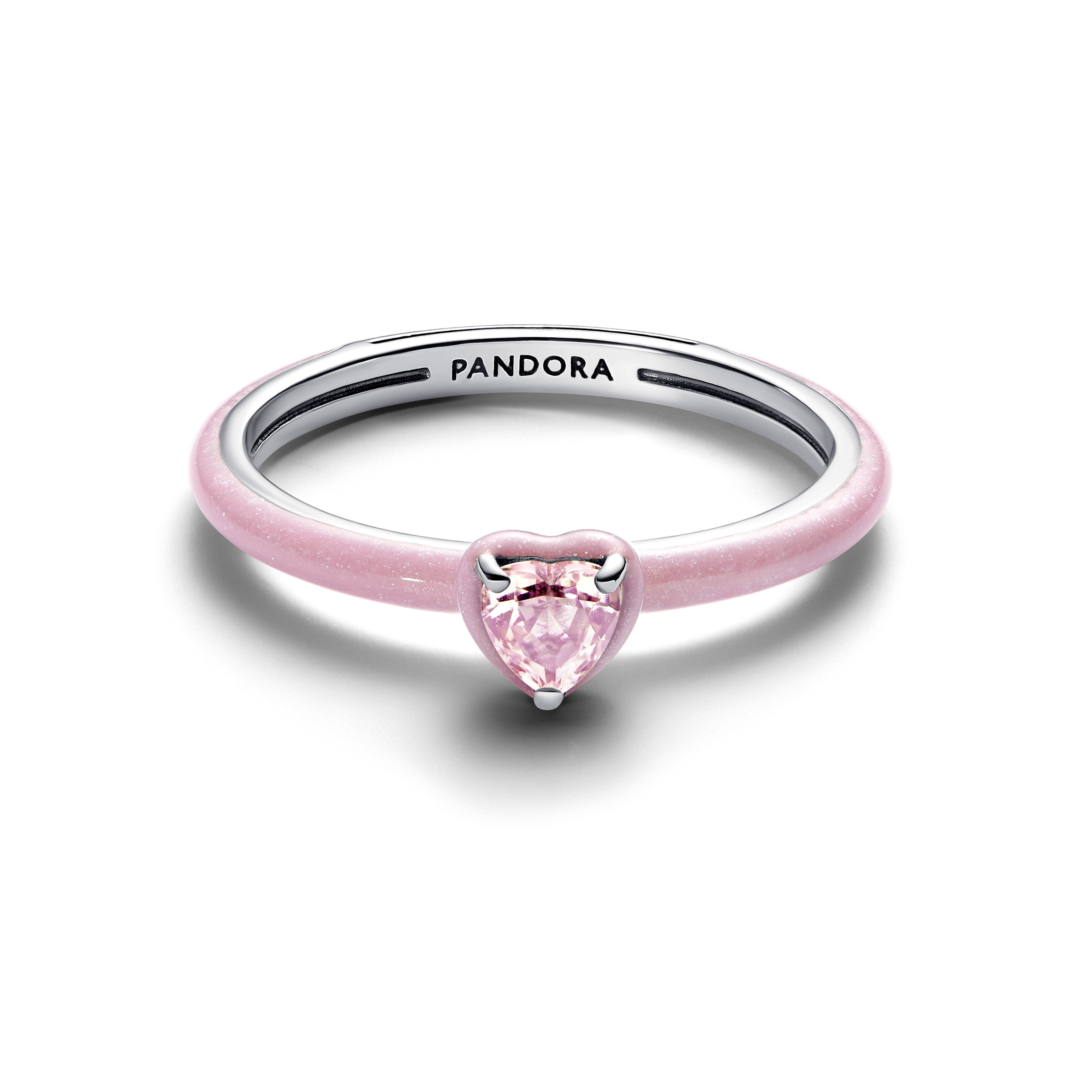 PANDORA Pink Chakra Heart Ring Enamel Rings Statement Ring Jewelry Gift
