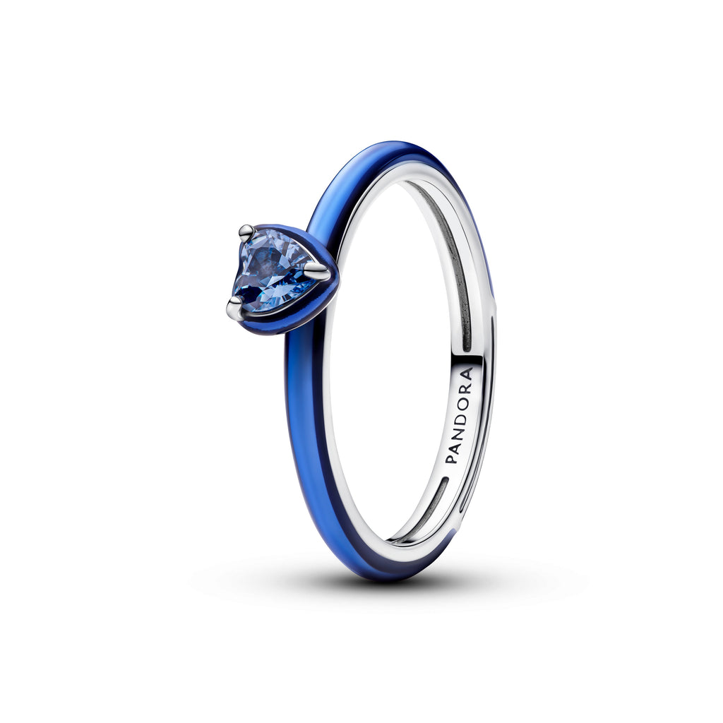 PANDORA Blue Chakra Heart Ring Enamel Rings Statement Ring Jewelry Gift