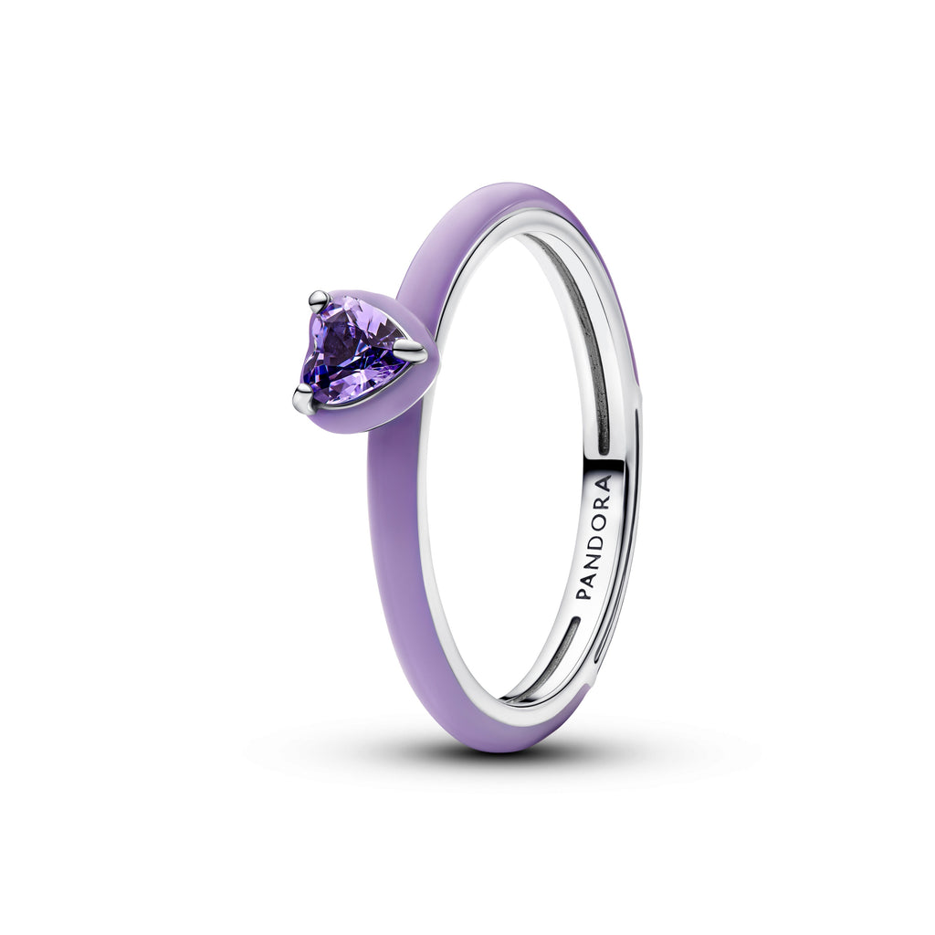 PANDORA Purple Chakra Heart Ring Enamel Rings Statement Ring Jewelry Gift