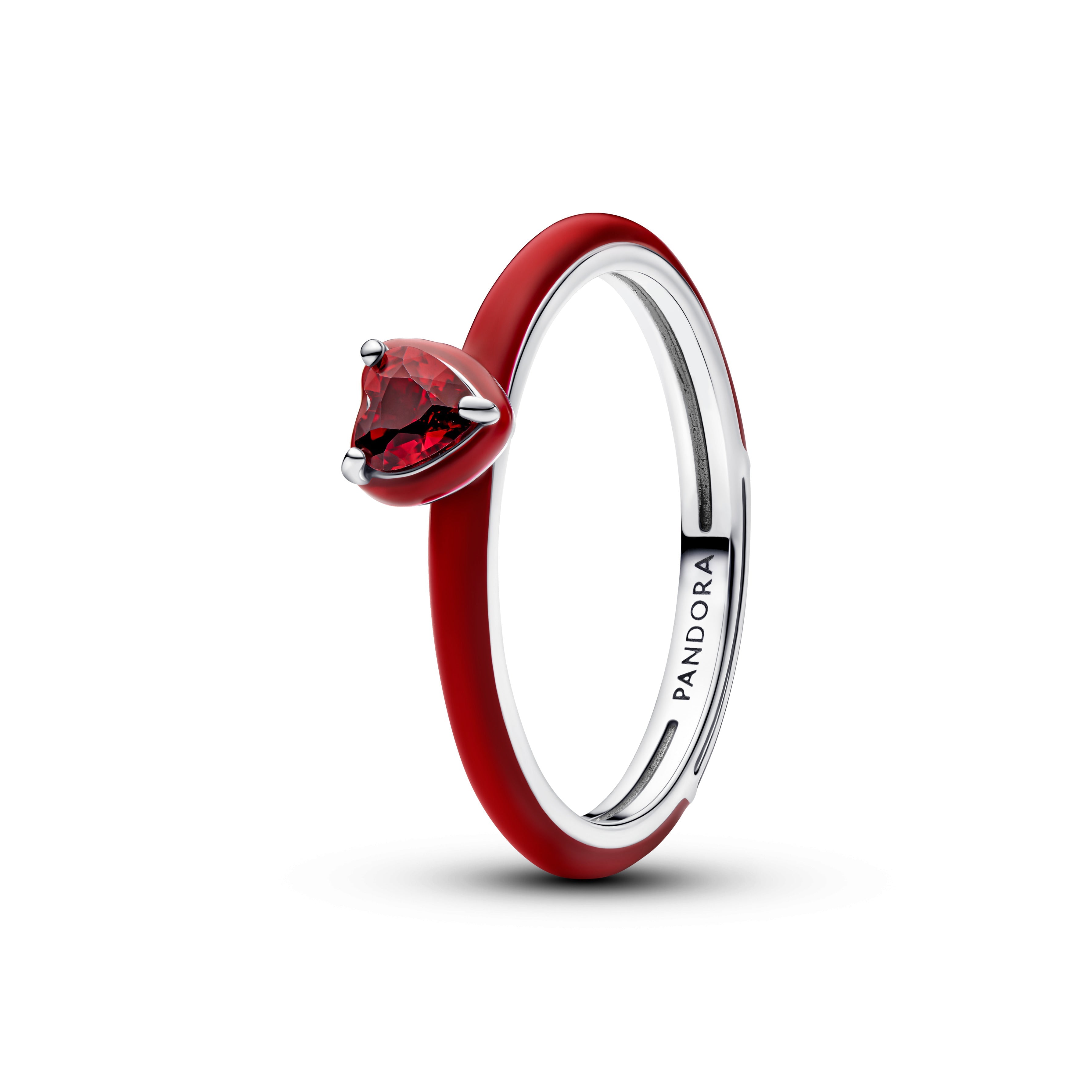 PANDORA Red Chakra Heart Ring Enamel Rings Statement Ring Jewelry Gift