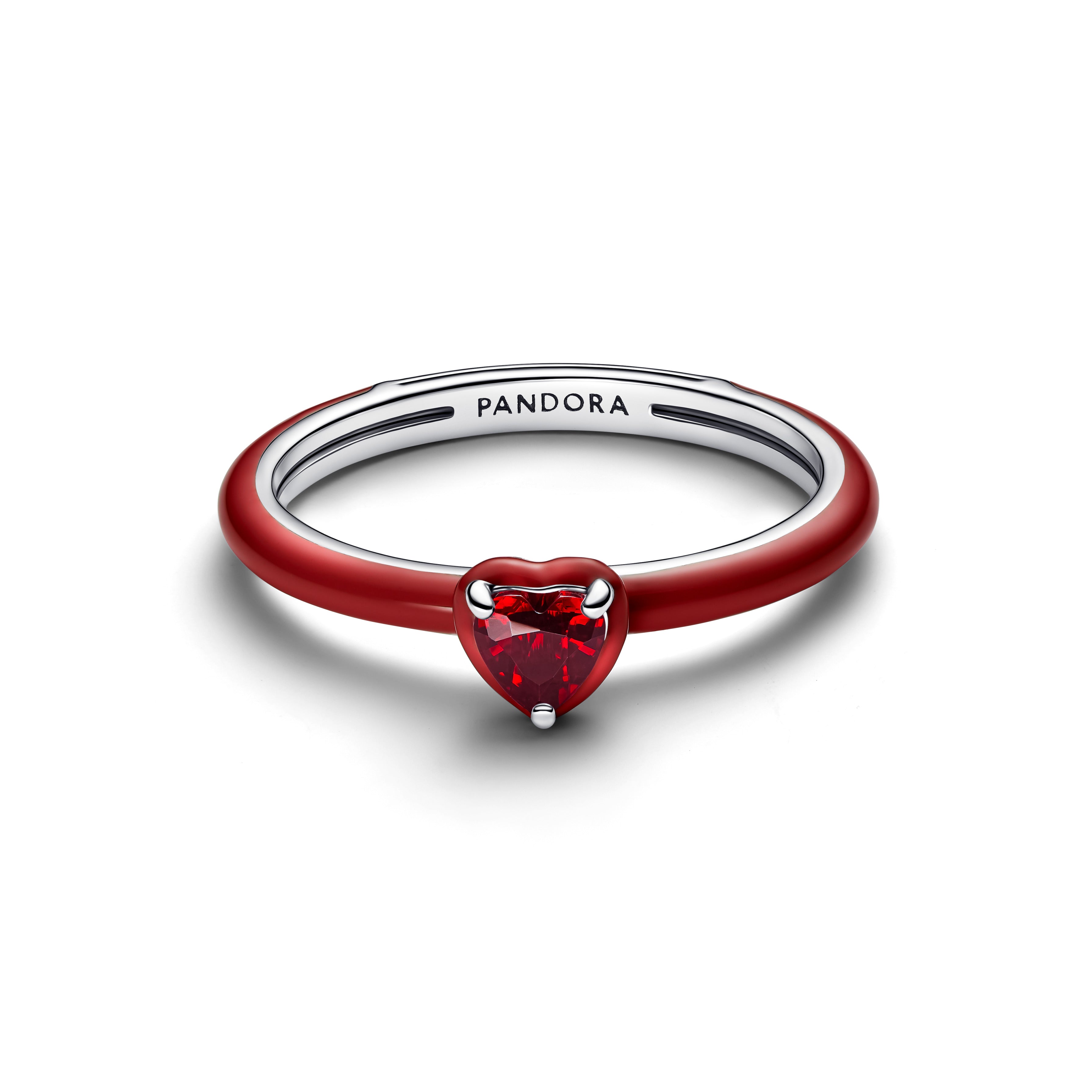PANDORA Red Chakra Heart Ring Enamel Rings Statement Ring Jewelry Gift