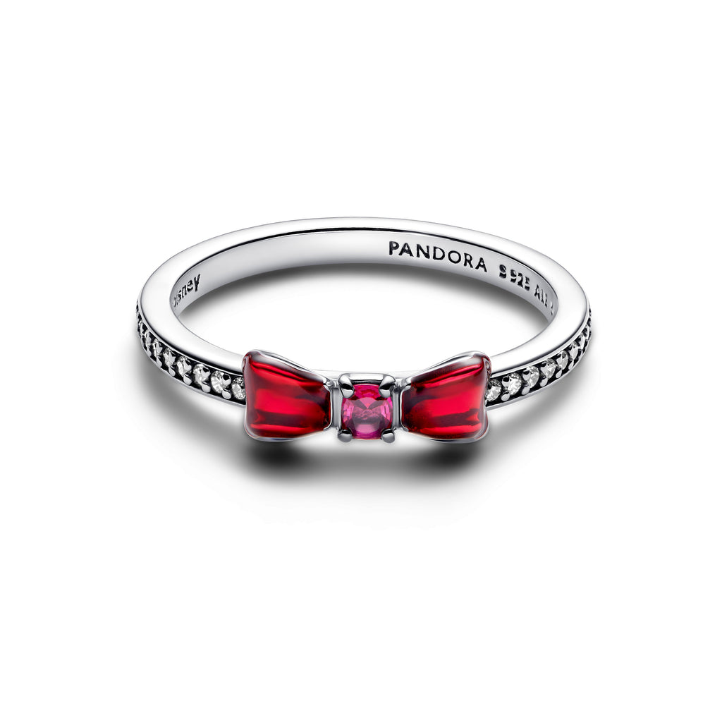 PANDORA Disney Princess Snow White Bow Ring Cubic Zirconia Red Rings Statement Ring Jewelry Gift