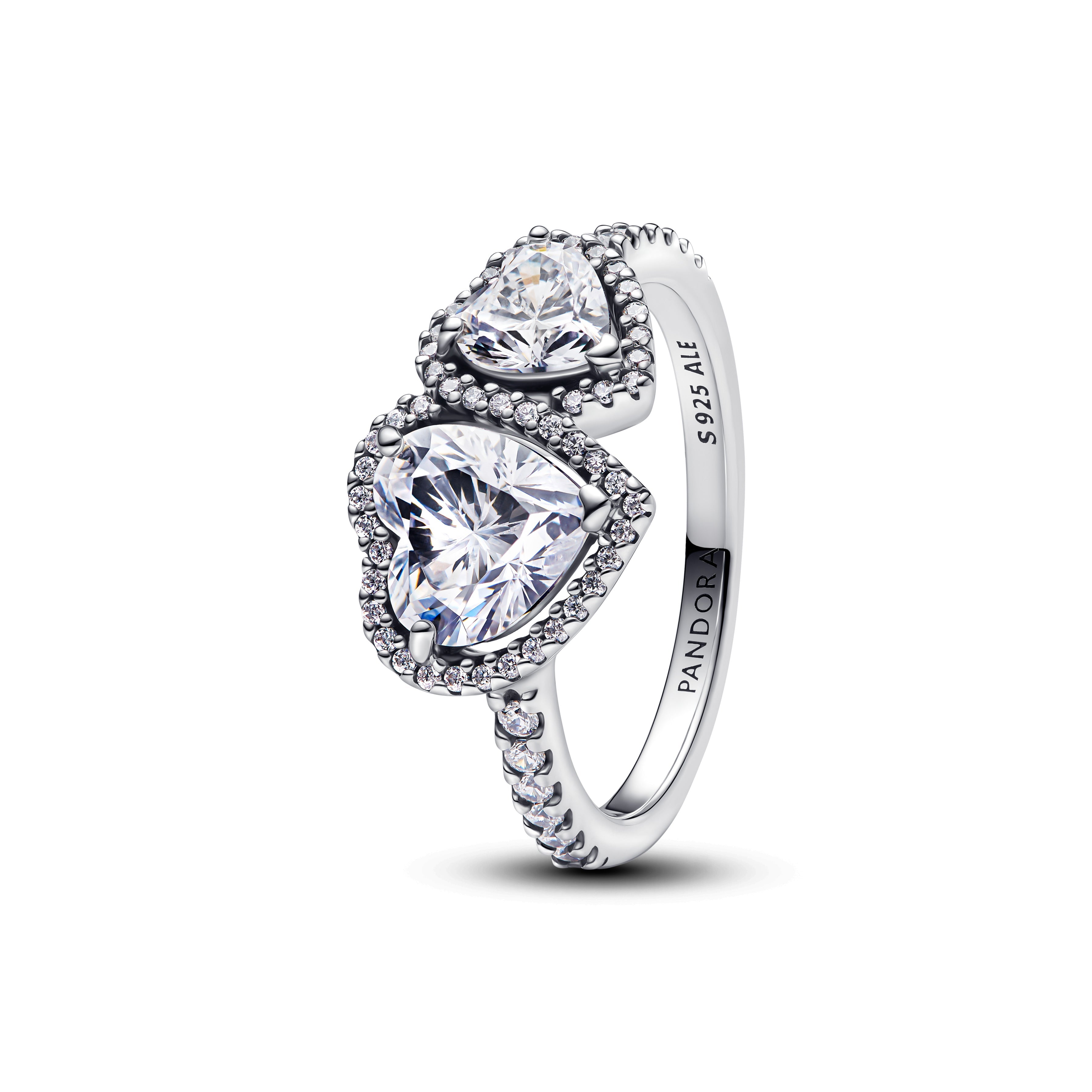 PANDORA Sparkling Halo Hearts Ring Cubic Zirconia Silver Rings Statement Ring Jewelry Gift