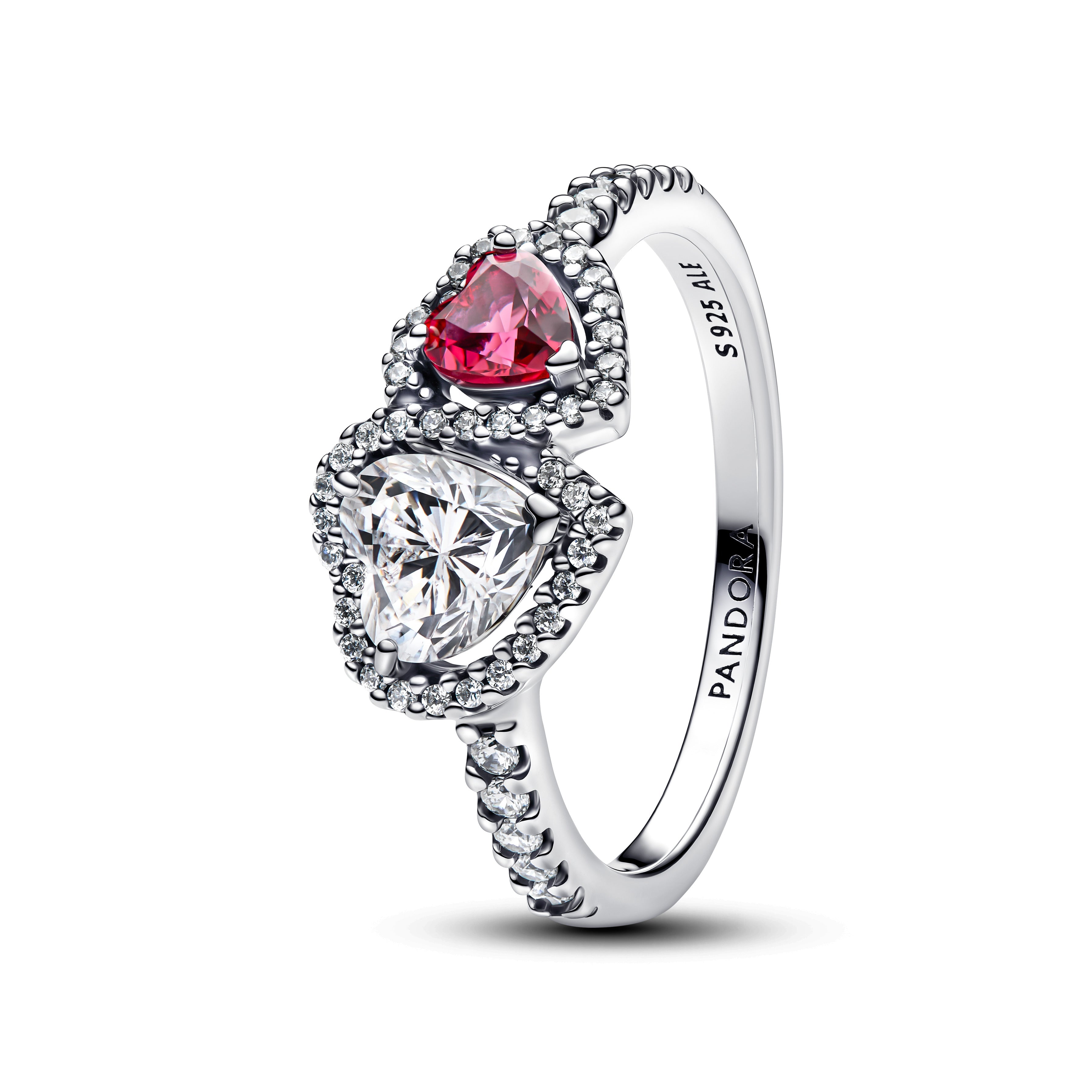 PANDORA Halo Hearts Ring Cubic Zirconia Red Rings Statement Ring Jewelry Gift