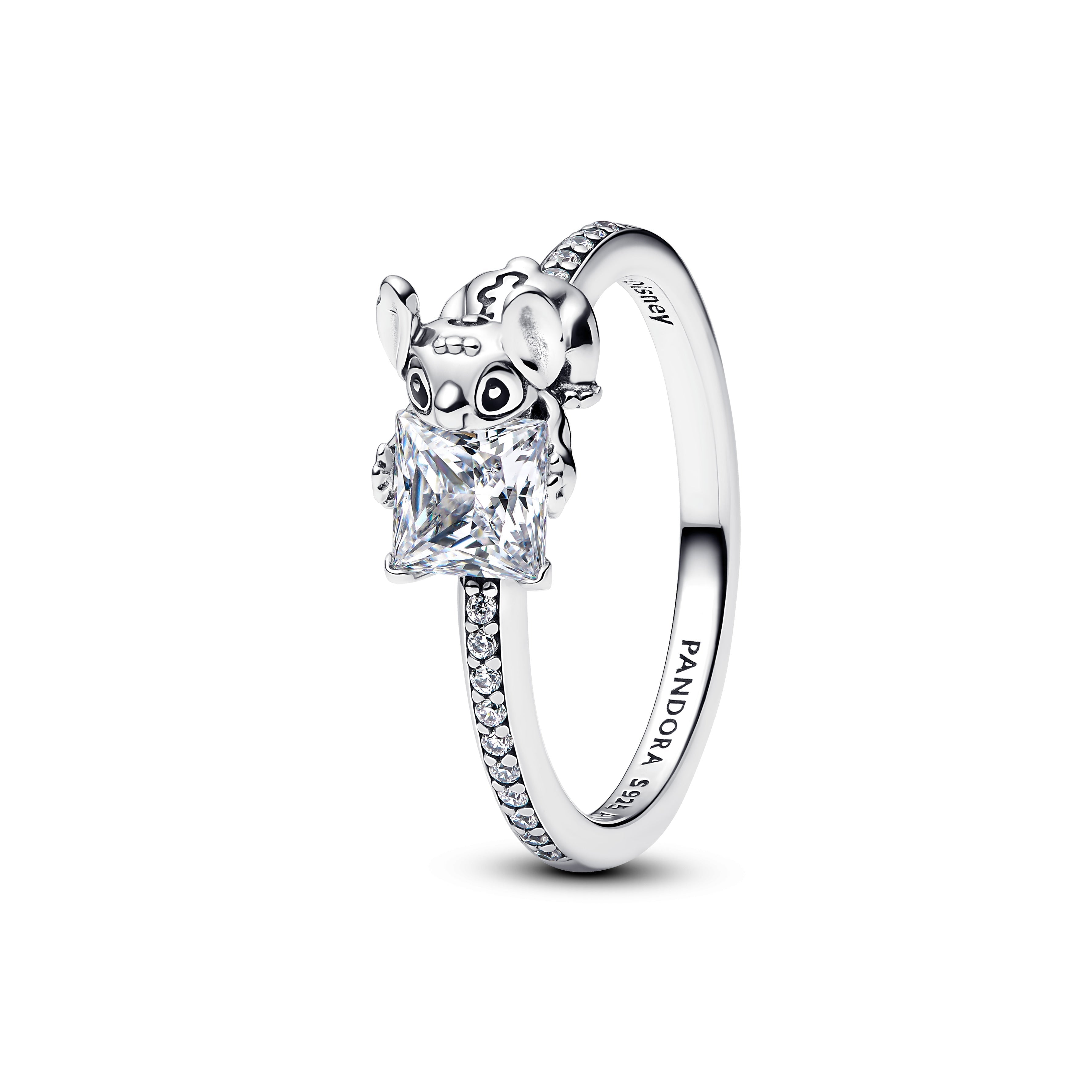PANDORA Disney Stitch And Stone Ring Cubic Zirconia Disney X PANDORA Rings Statement Ring Jewelry Gift