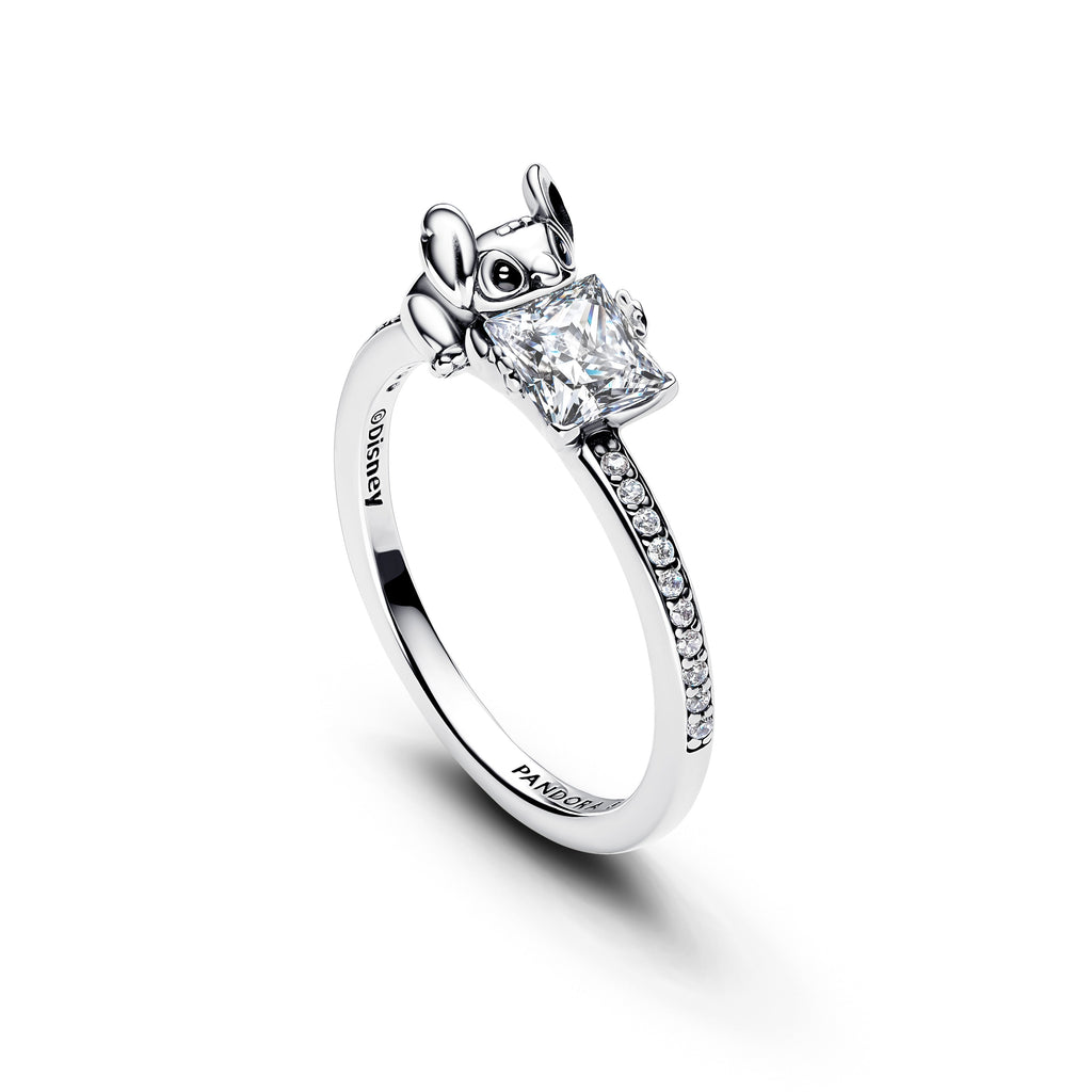 PANDORA Disney Stitch And Stone Ring Cubic Zirconia Disney X PANDORA Rings Statement Ring Jewelry Gift