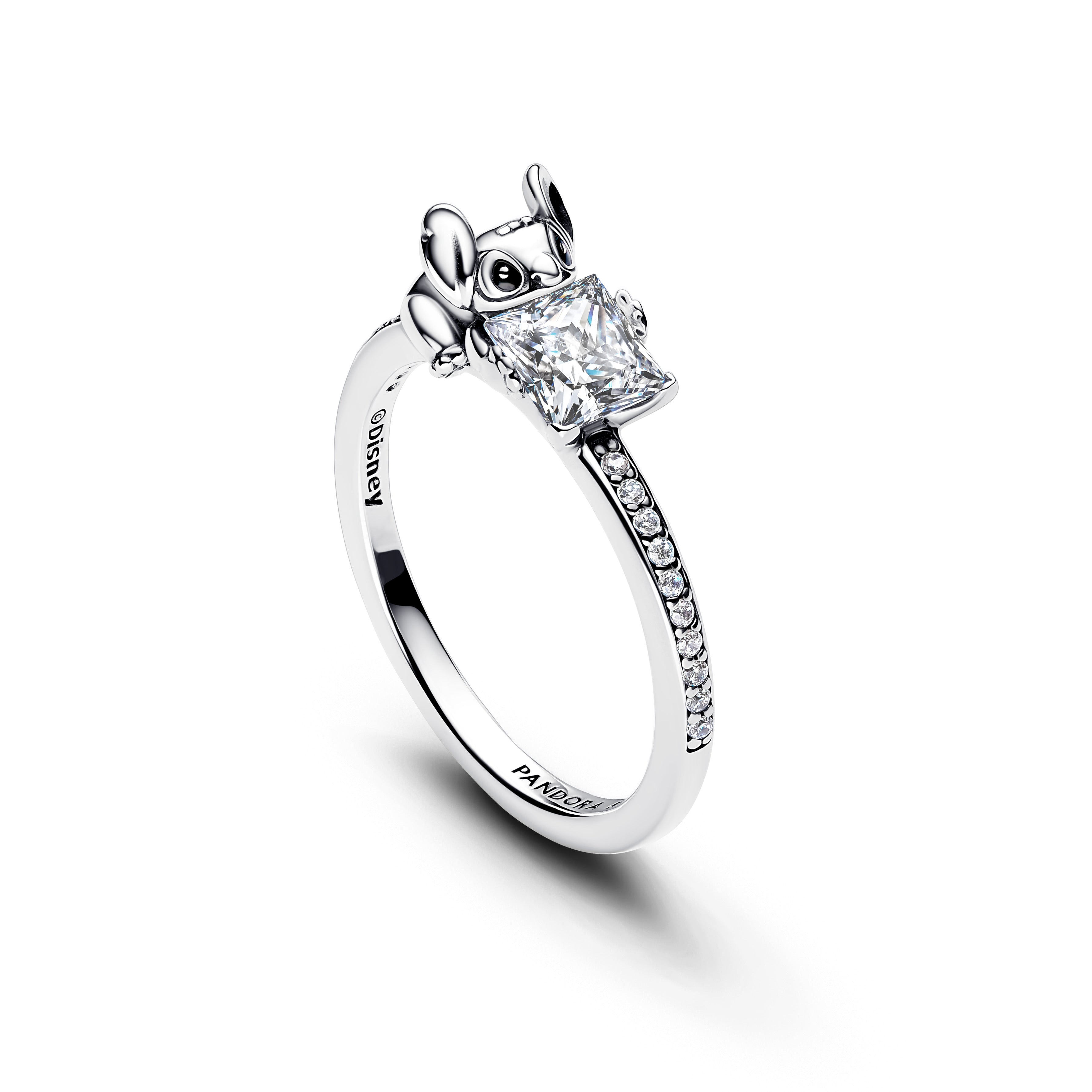 PANDORA Disney Stitch And Stone Ring Cubic Zirconia Disney X PANDORA Rings Statement Ring Jewelry Gift