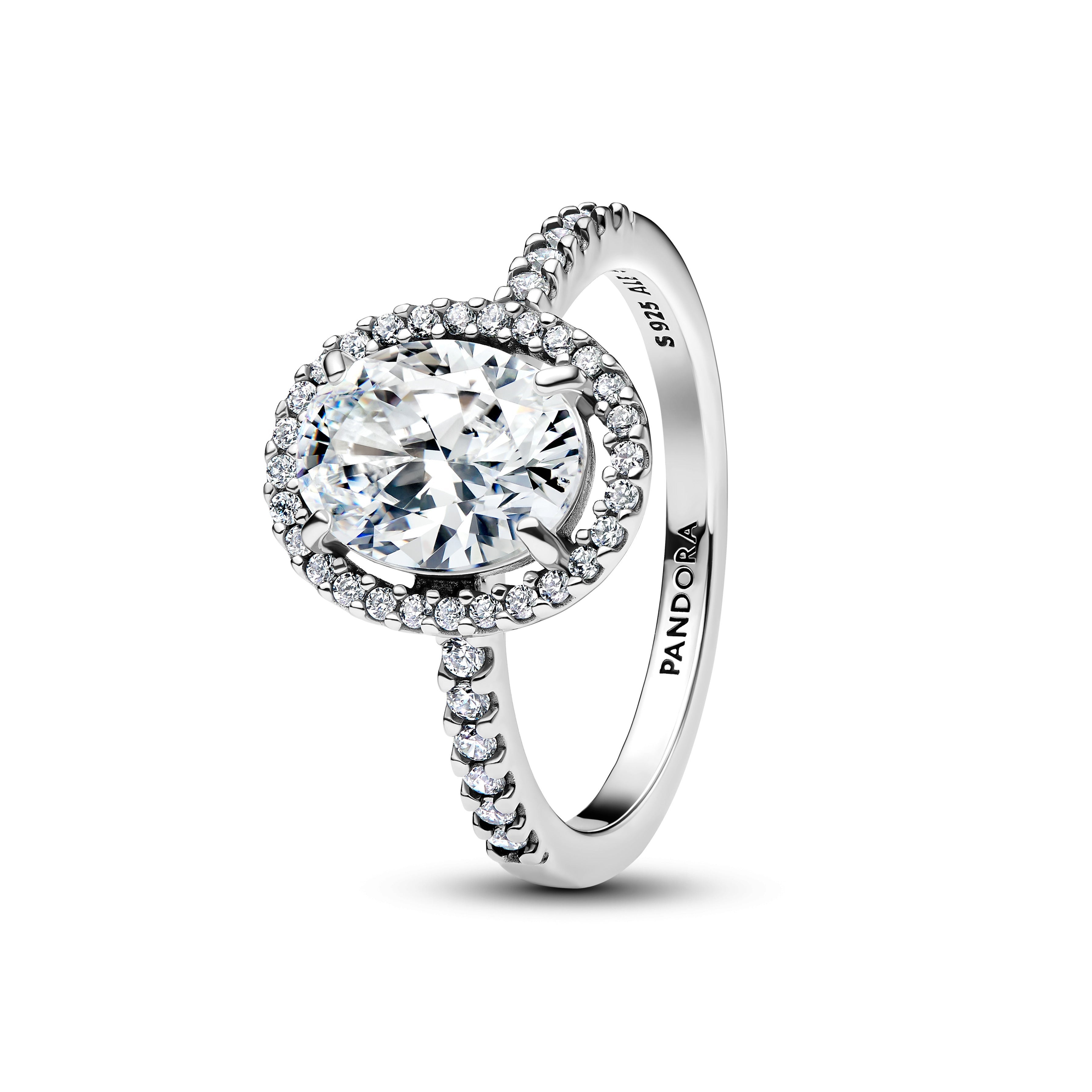 PANDORA Oval Sparkling Halo Statement Ring Cubic Zirconia Weddings Rings Jewelry Gift