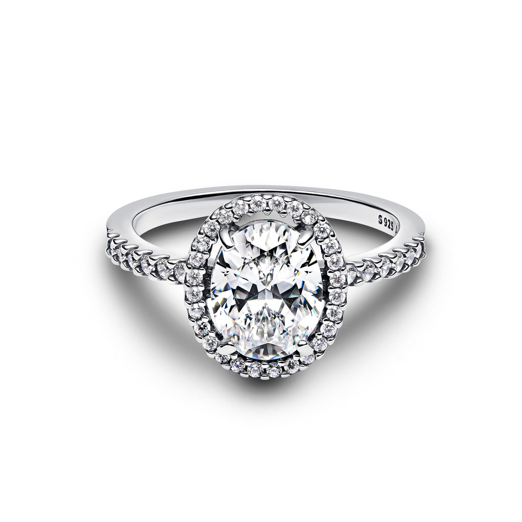 PANDORA Oval Sparkling Halo Statement Ring Cubic Zirconia Weddings Rings Jewelry Gift