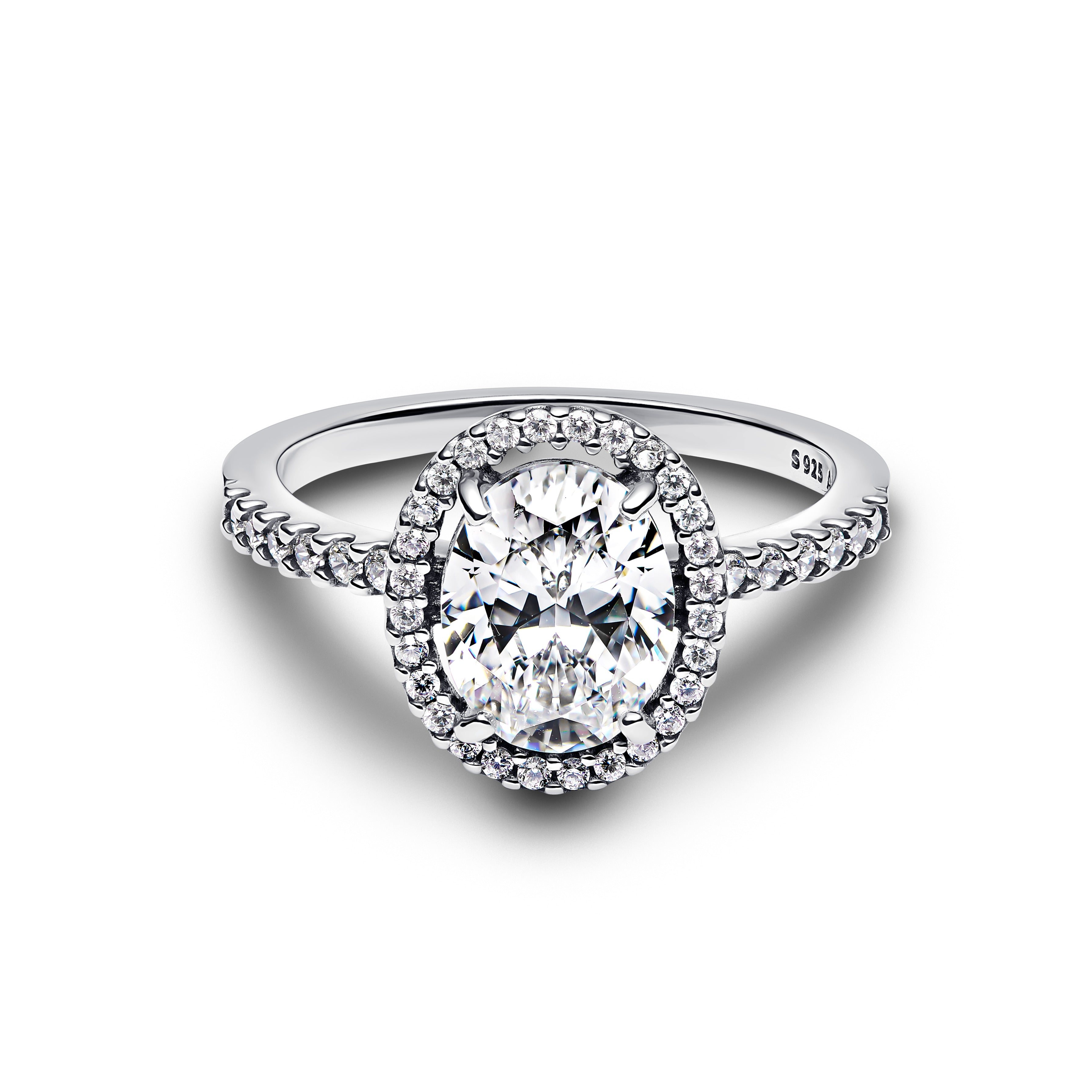 PANDORA Oval Sparkling Halo Statement Ring Cubic Zirconia Weddings Rings Jewelry Gift