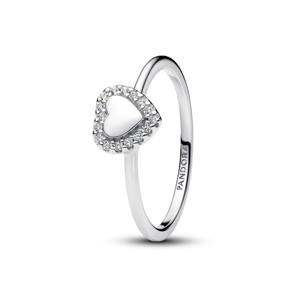 PANDORA Engravable Heart Halo Ring Cubic Zirconia Weddings Rings Statement Ring Jewelry Gift