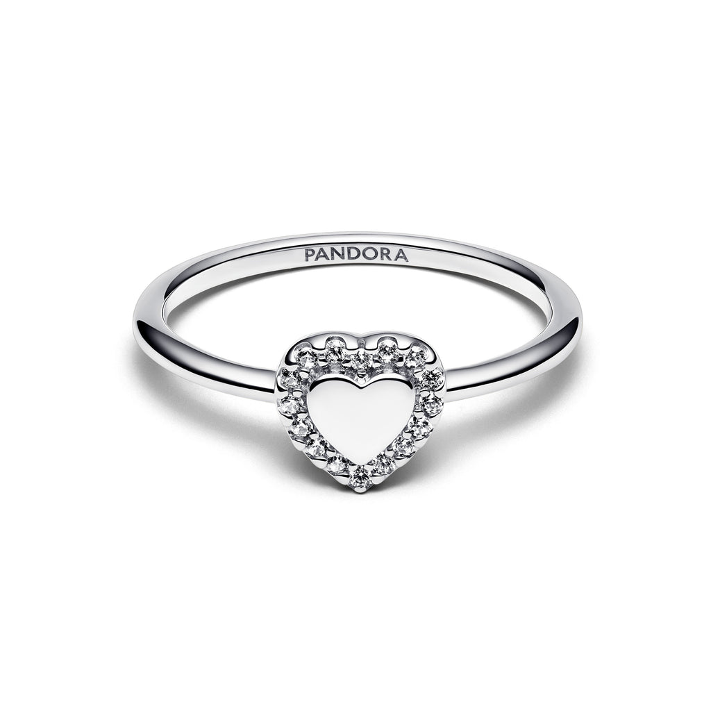 PANDORA Engravable Heart Halo Ring Cubic Zirconia Weddings Rings Statement Ring Jewelry Gift