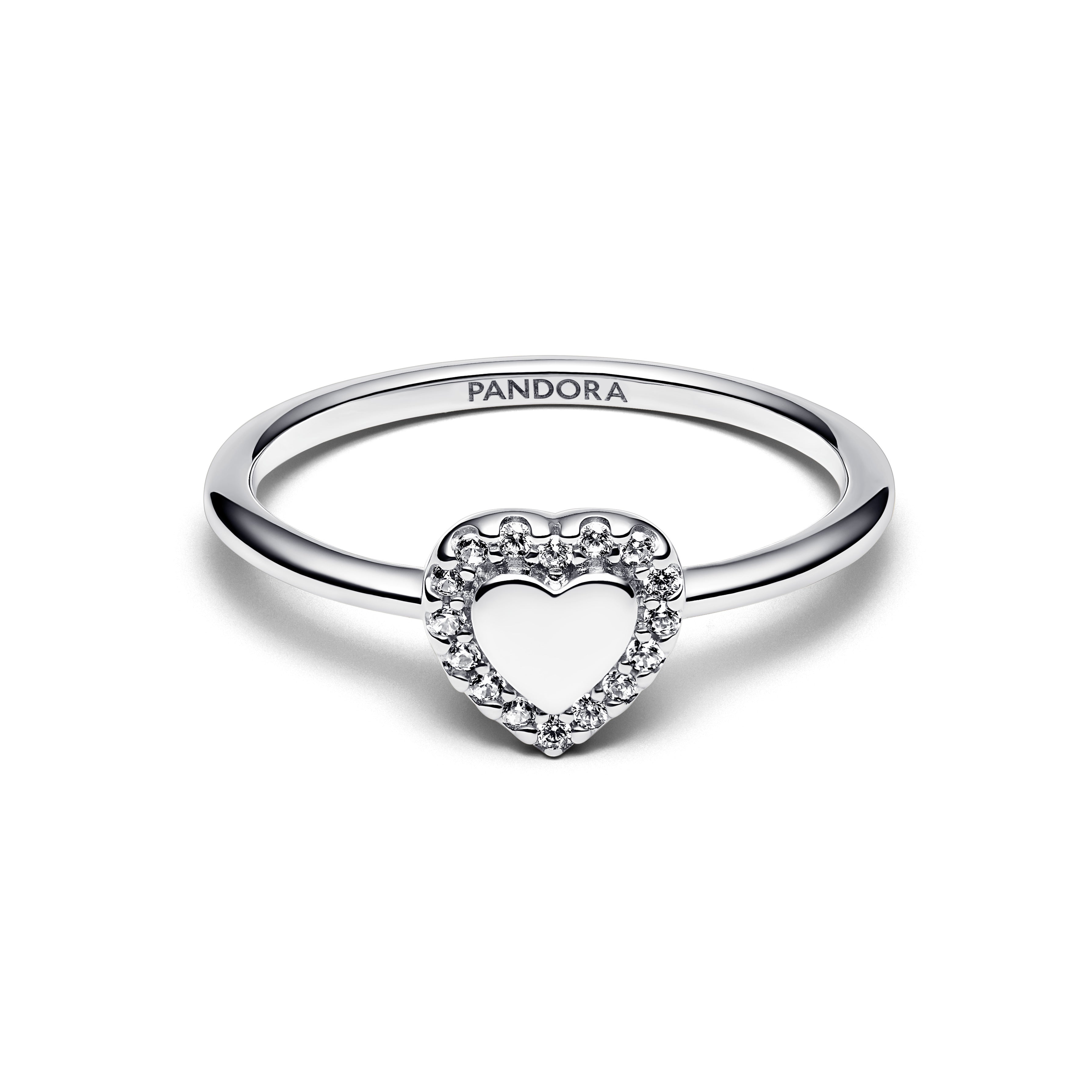 PANDORA Engravable Heart Halo Ring Cubic Zirconia Weddings Rings Statement Ring Jewelry Gift